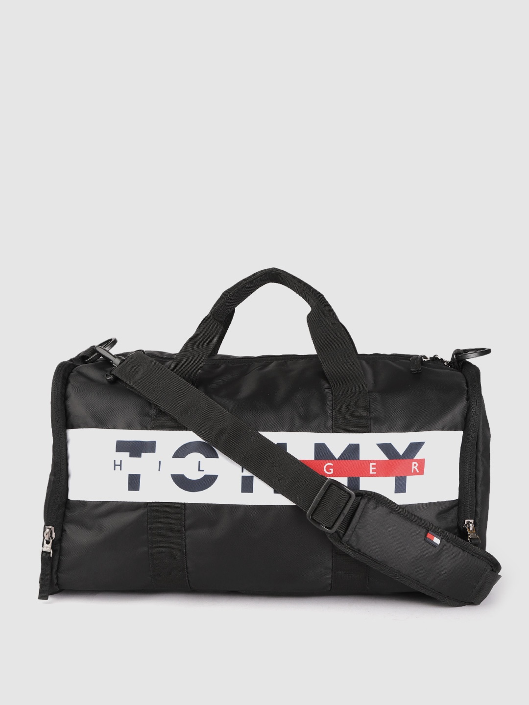 

Tommy Hilfiger Unisex Brand Logo Printed Duffel Bag, Black