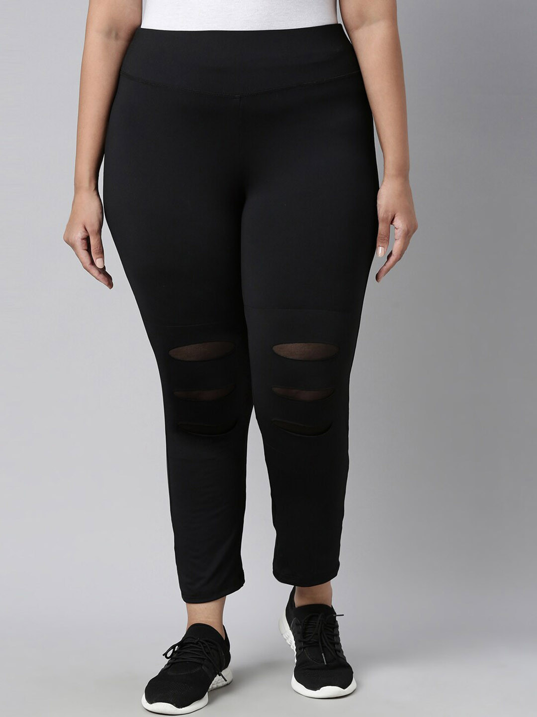

The Pink Moon Plus Size Slim-Fit Ankle-Length Gym Tights, Black