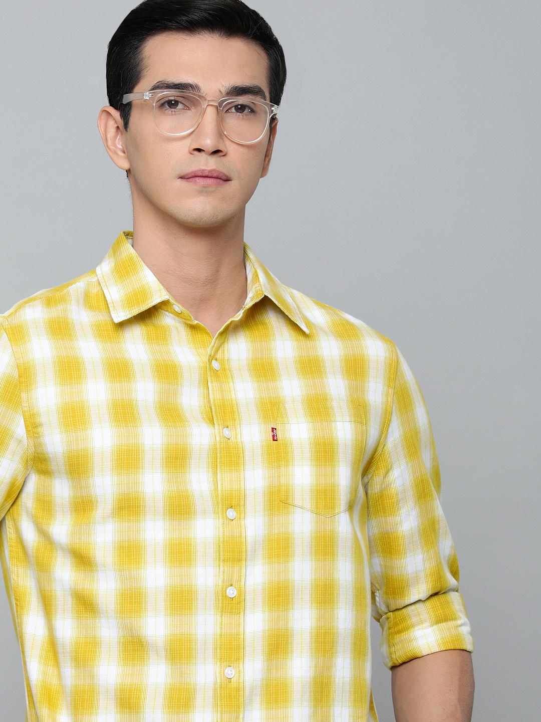 

Levis Slim Fit Checked Pure Cotton Casual Shirt, Yellow