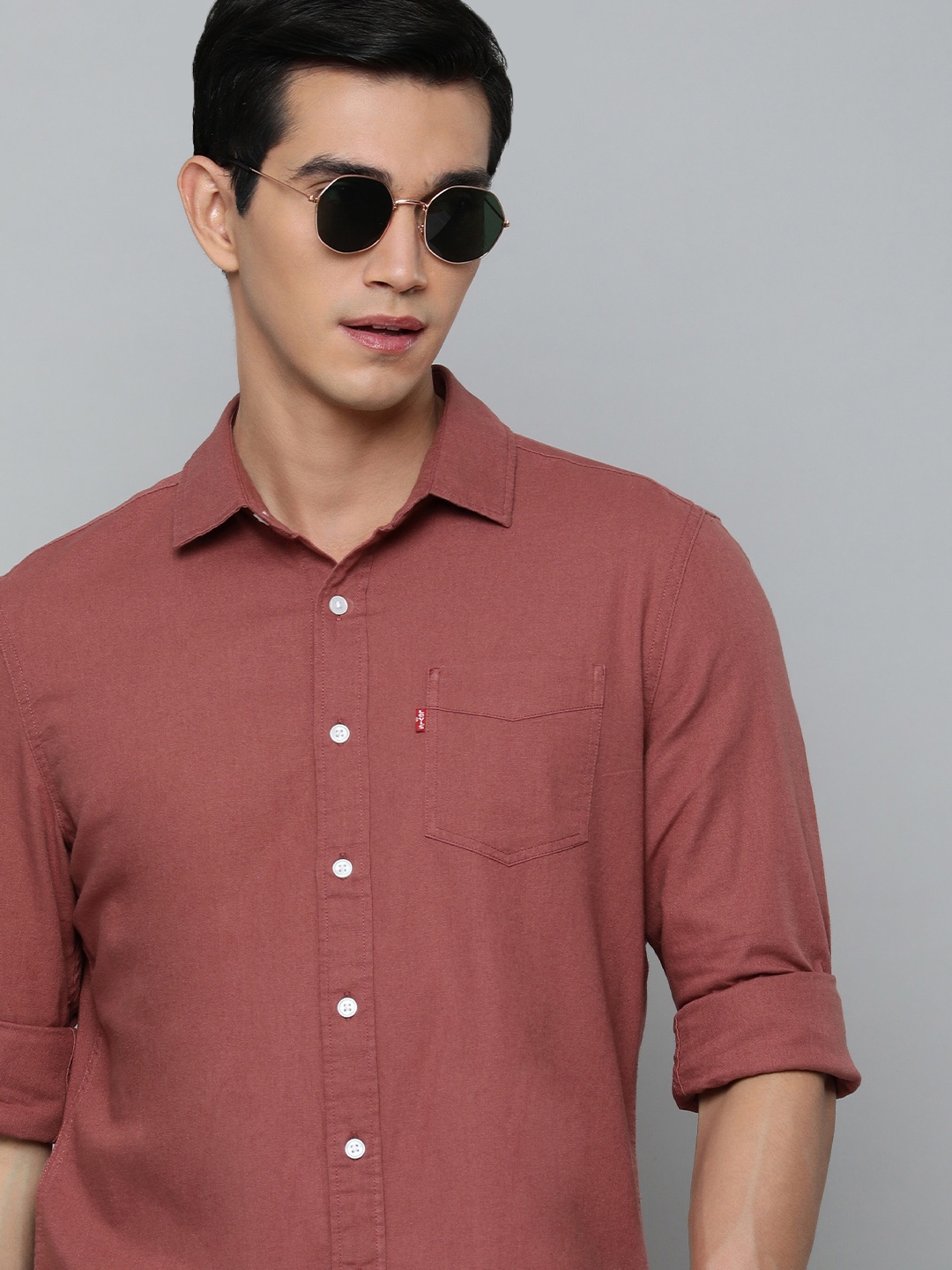 

Levis Solid Slim Fit Pure Cotton Casual Shirt, Mauve