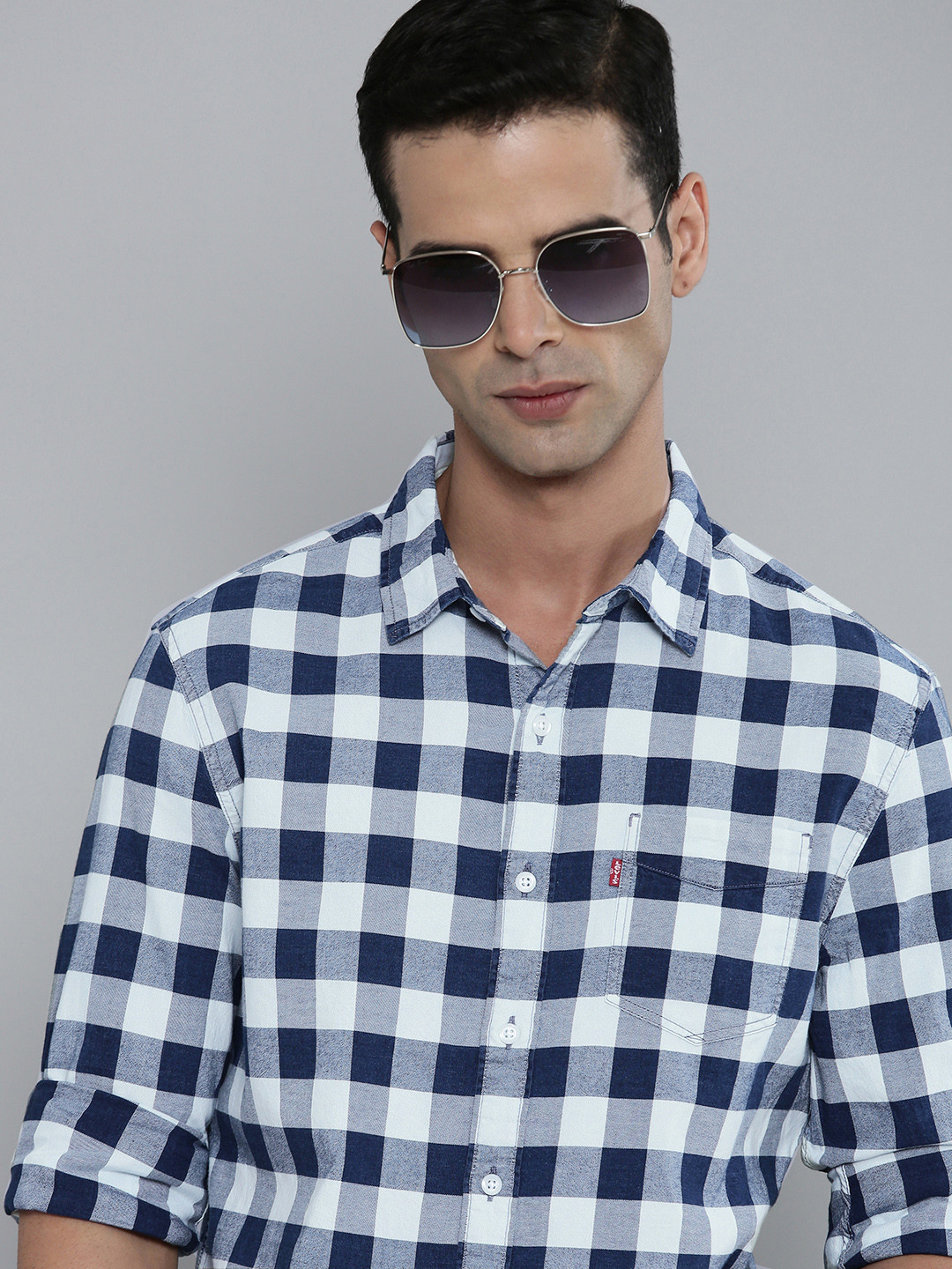 

Levis Slim Fit Checked Pure Cotton Casual Shirt, White