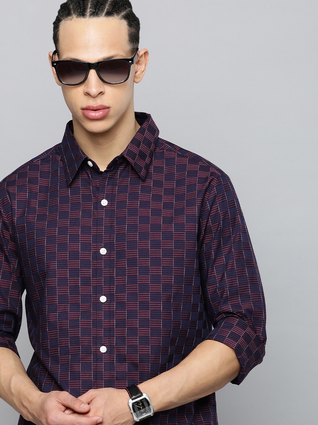 

Levis Checked Pure Cotton Slim Fit Casual Shirt, Navy blue