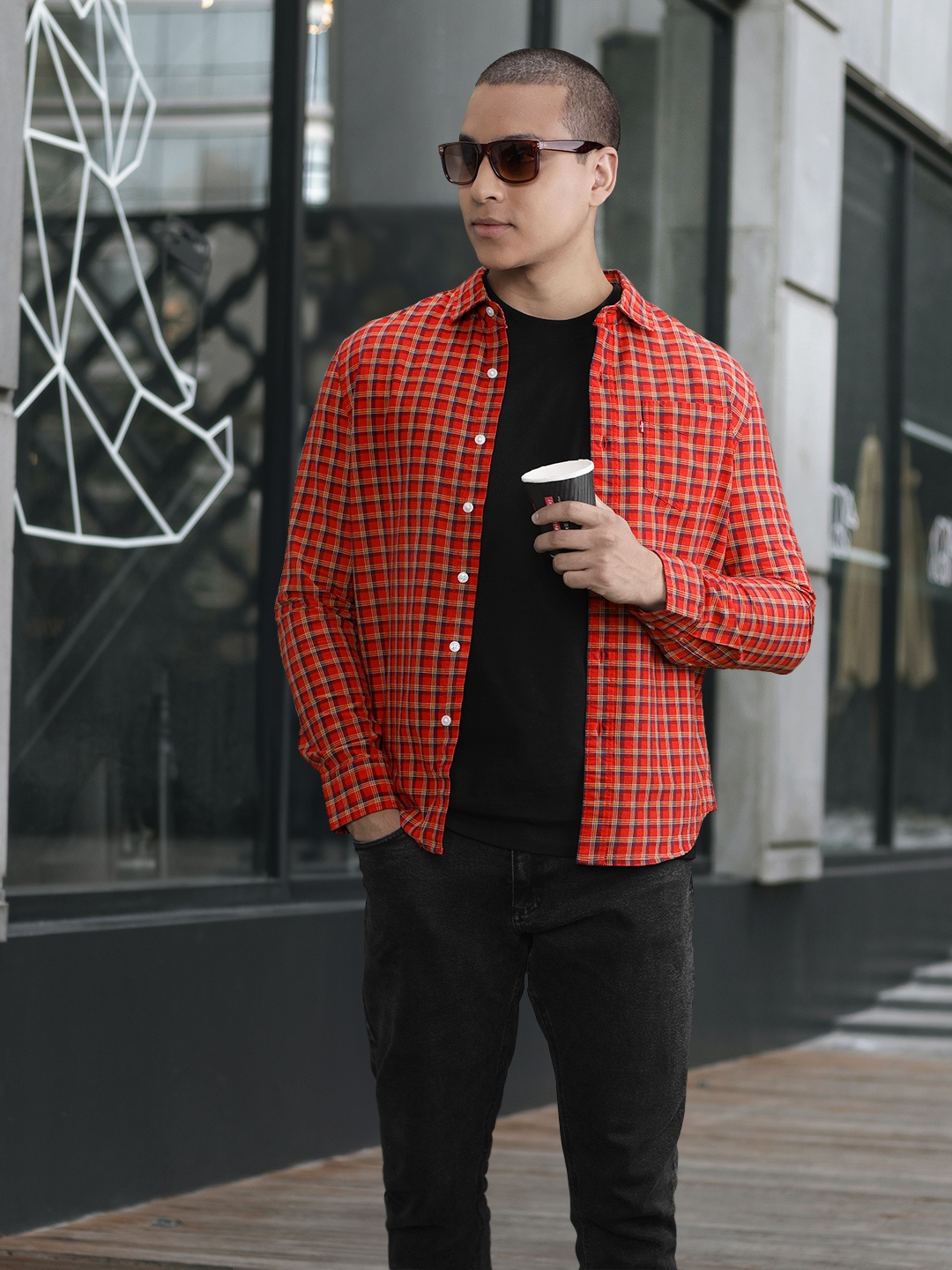 

Levis Tartan Checked Pure Cotton Casual Shirt, Red