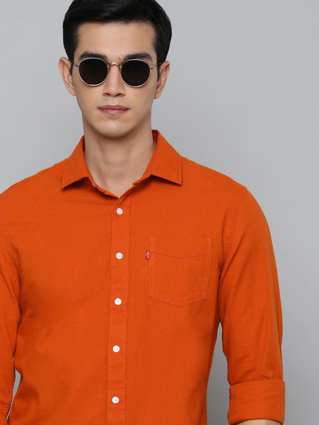 

Levis Solid Slim Fit Pure Cotton Casual Shirt, Orange