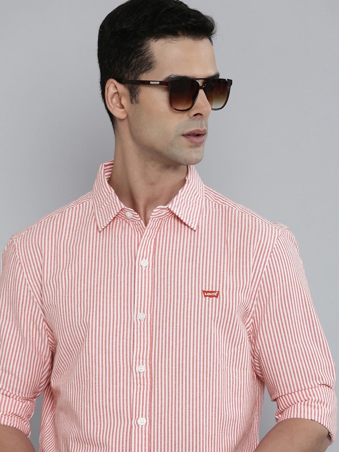 

Levis Striped Pure Cotton Casual Shirt, Pink