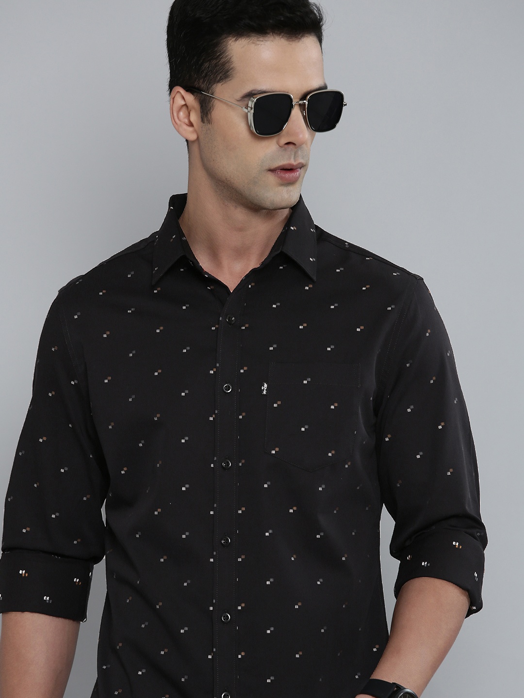 

Levis Pure Cotton Printed Casual Shirt, Black