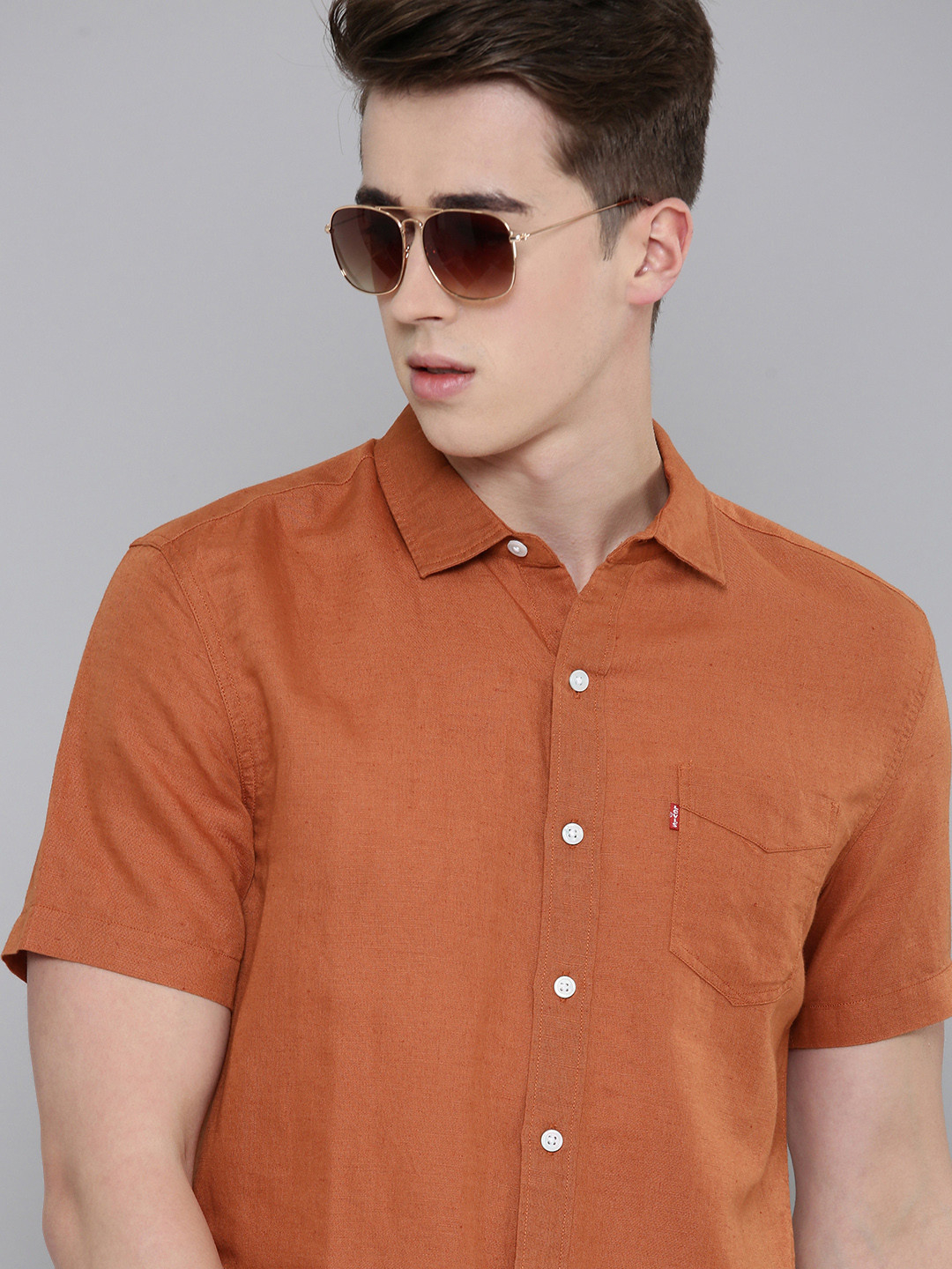 

Levis Linen Cotton Slim Fit Casual Shirt, Rust