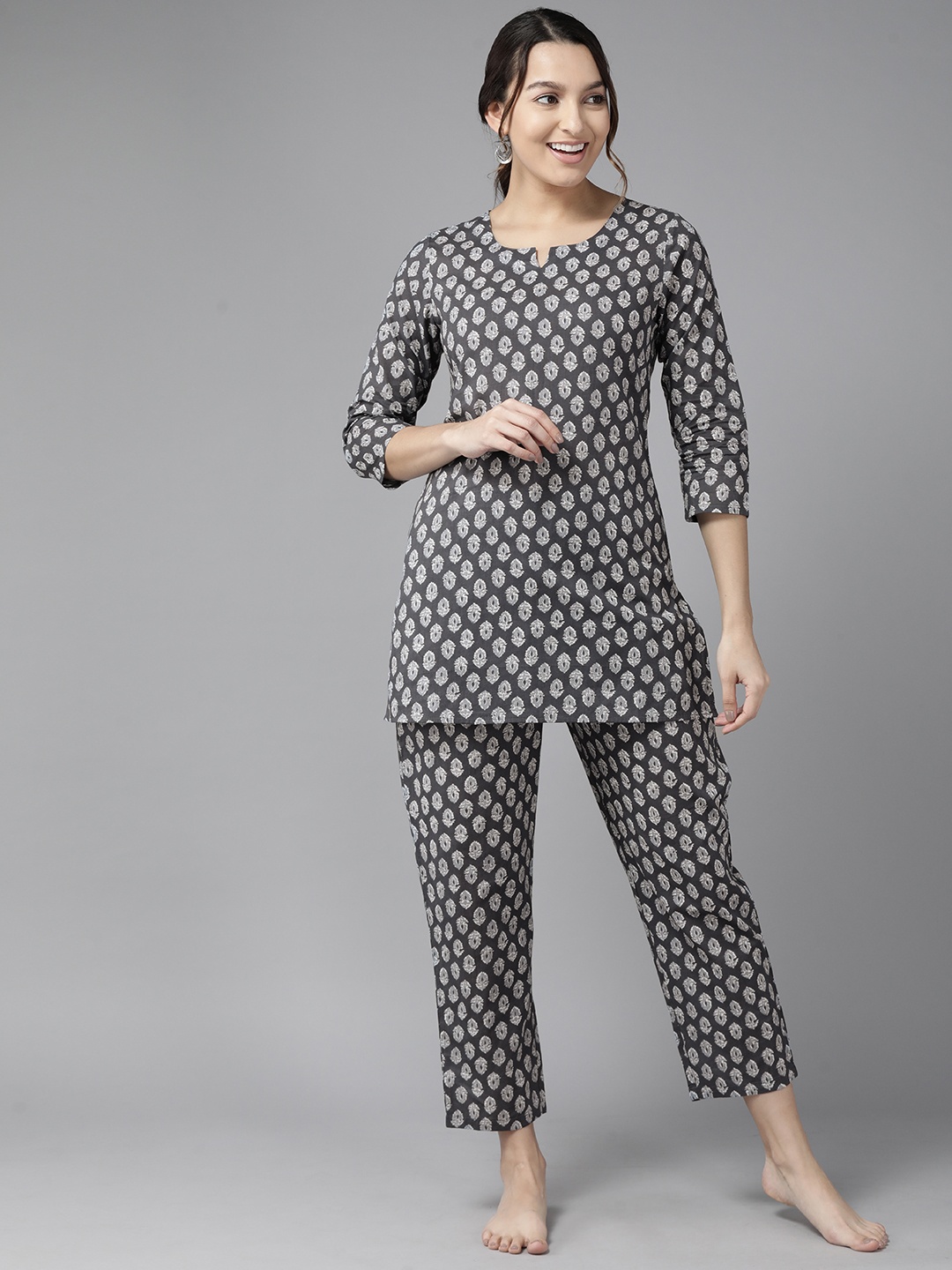 

Prakrti Printed Night Suit PCCLW559, Grey