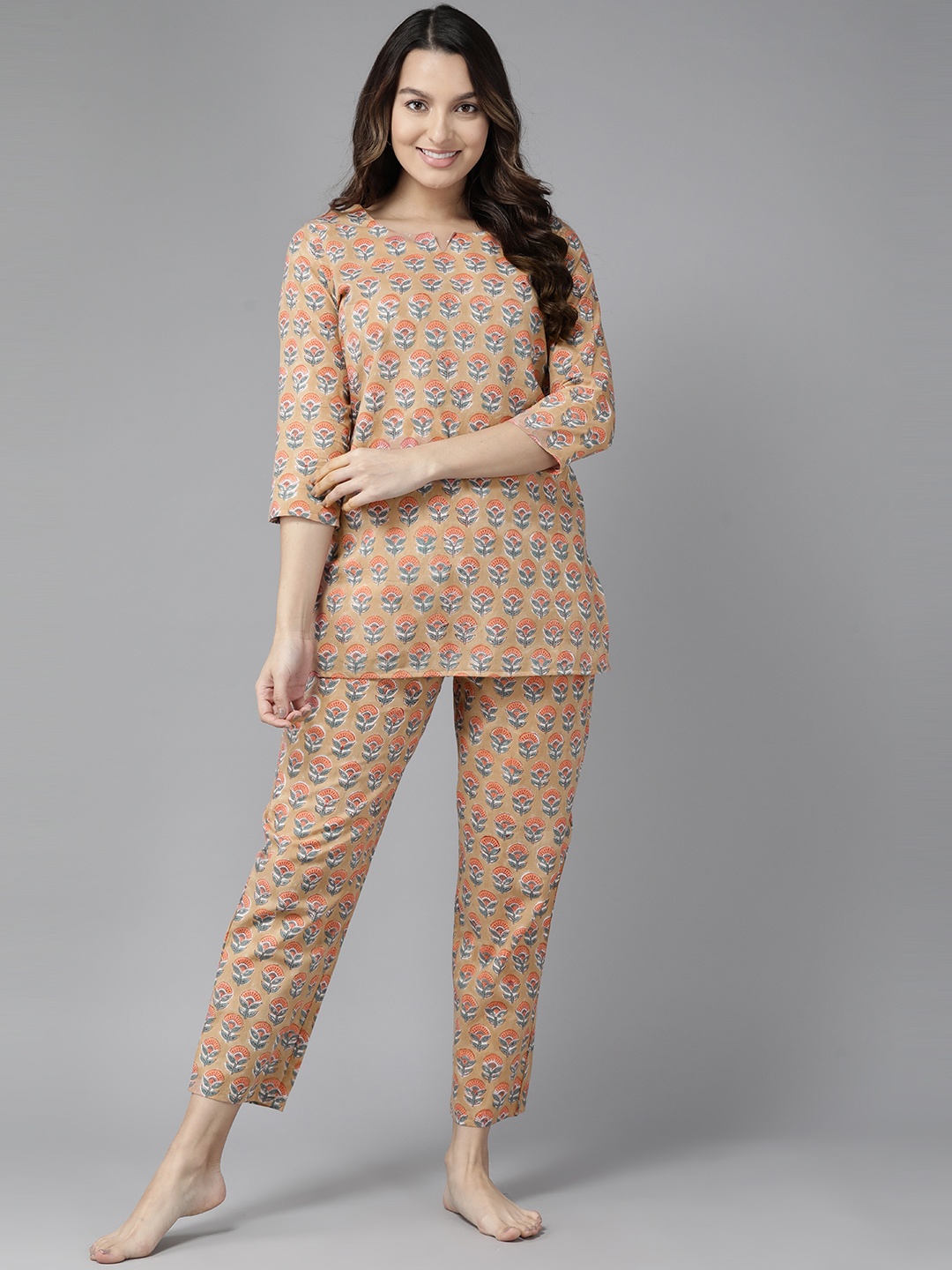 

Prakrti Printed Night suit PCCLW525n, Beige