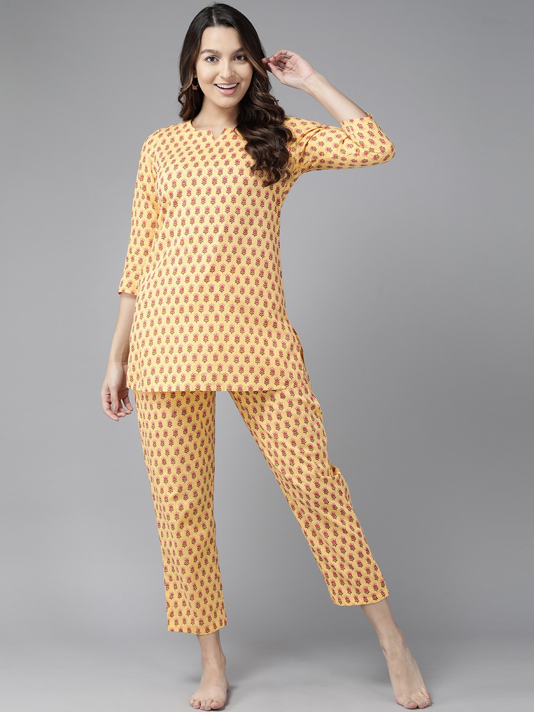 

Prakrti Printed Night suit PCCLW556men, Yellow
