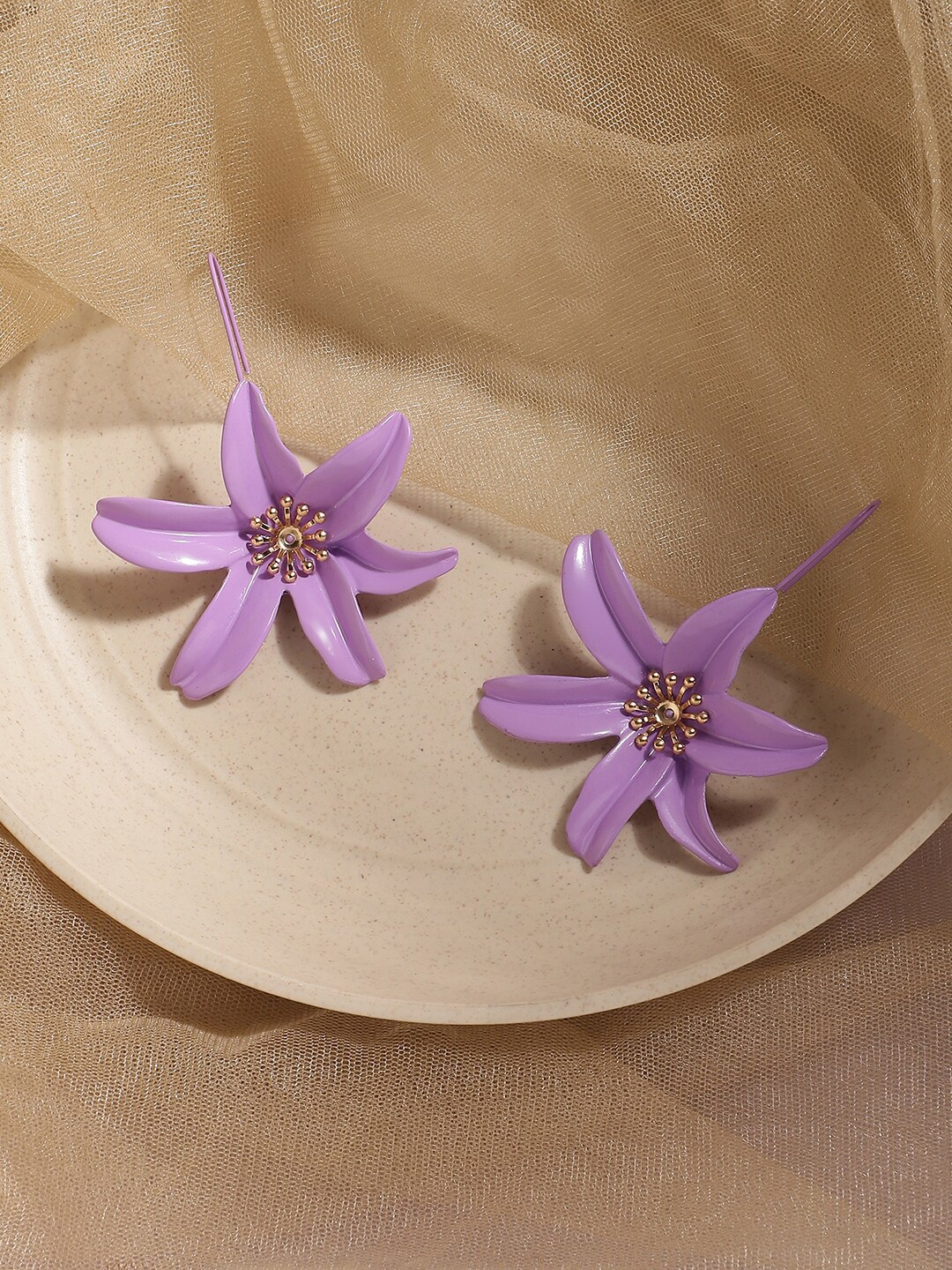 

SOHI Silver-Plated Floral Drop Earrings, Lavender
