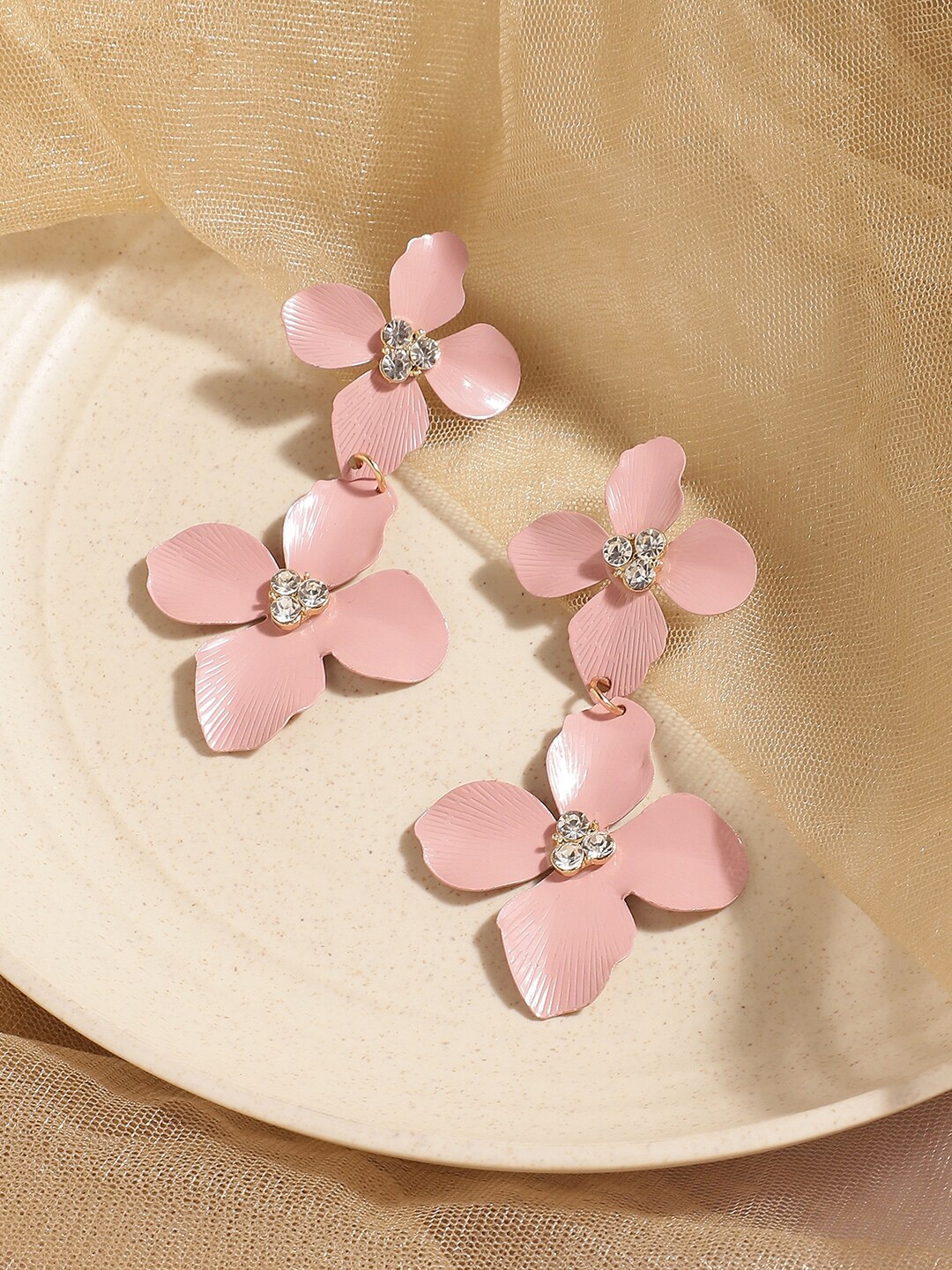 

SOHI Gold-Plated Floral Drop Earrings, Pink