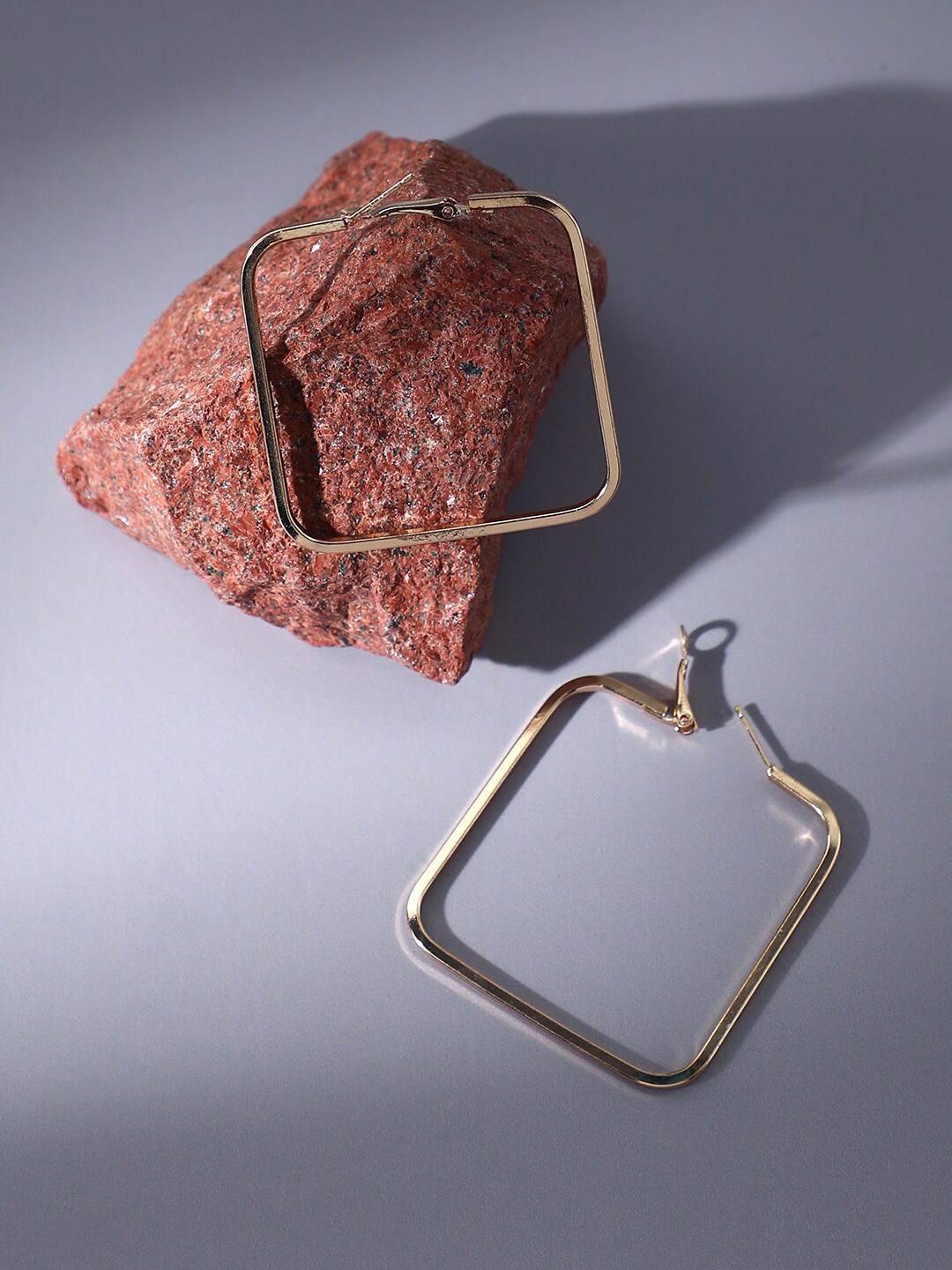 

SOHI Gold Plated Square Hoop Earrings, Beige