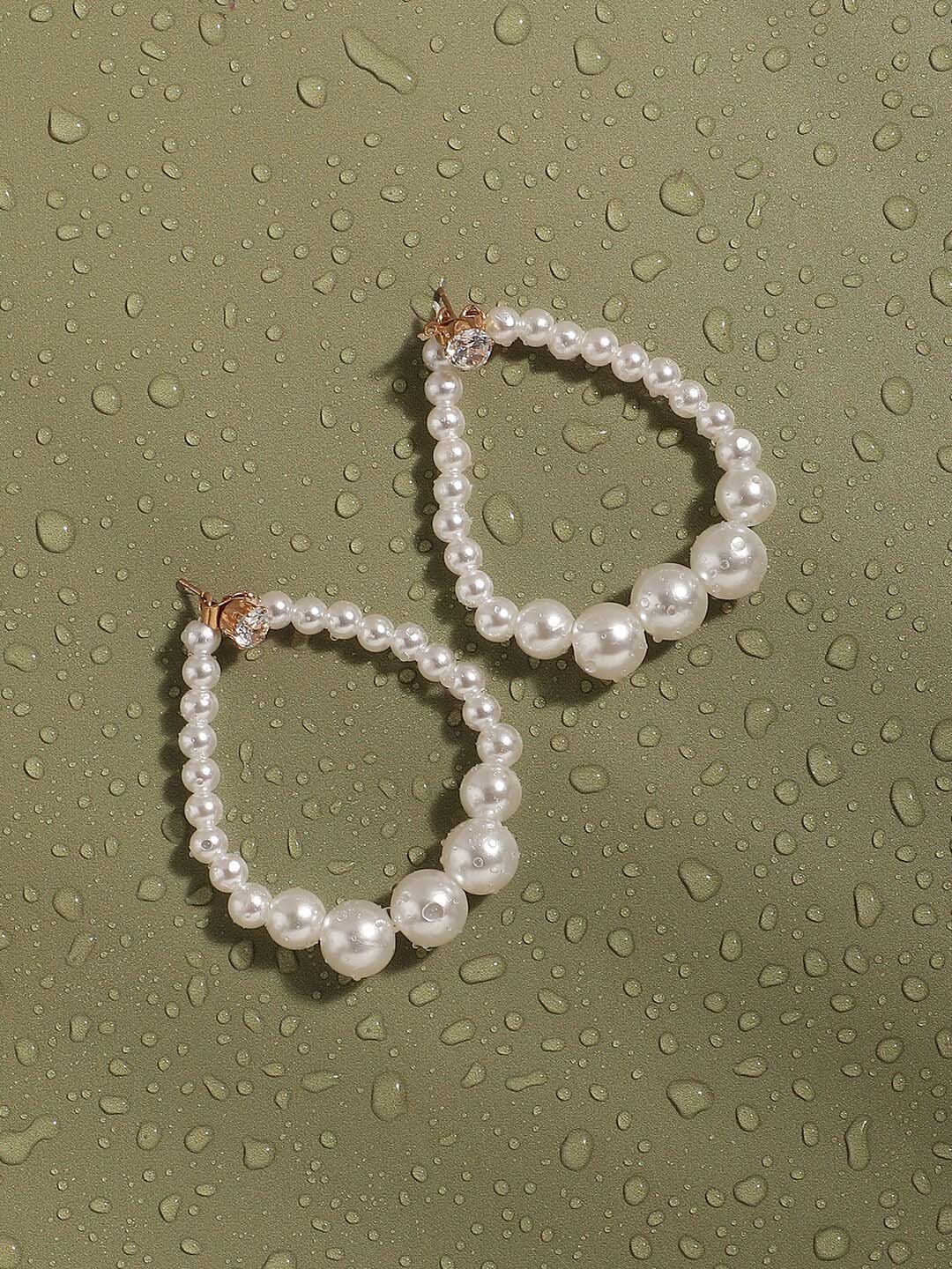 

SOHI Gold-Plated Contemporary Drop Earrings, White