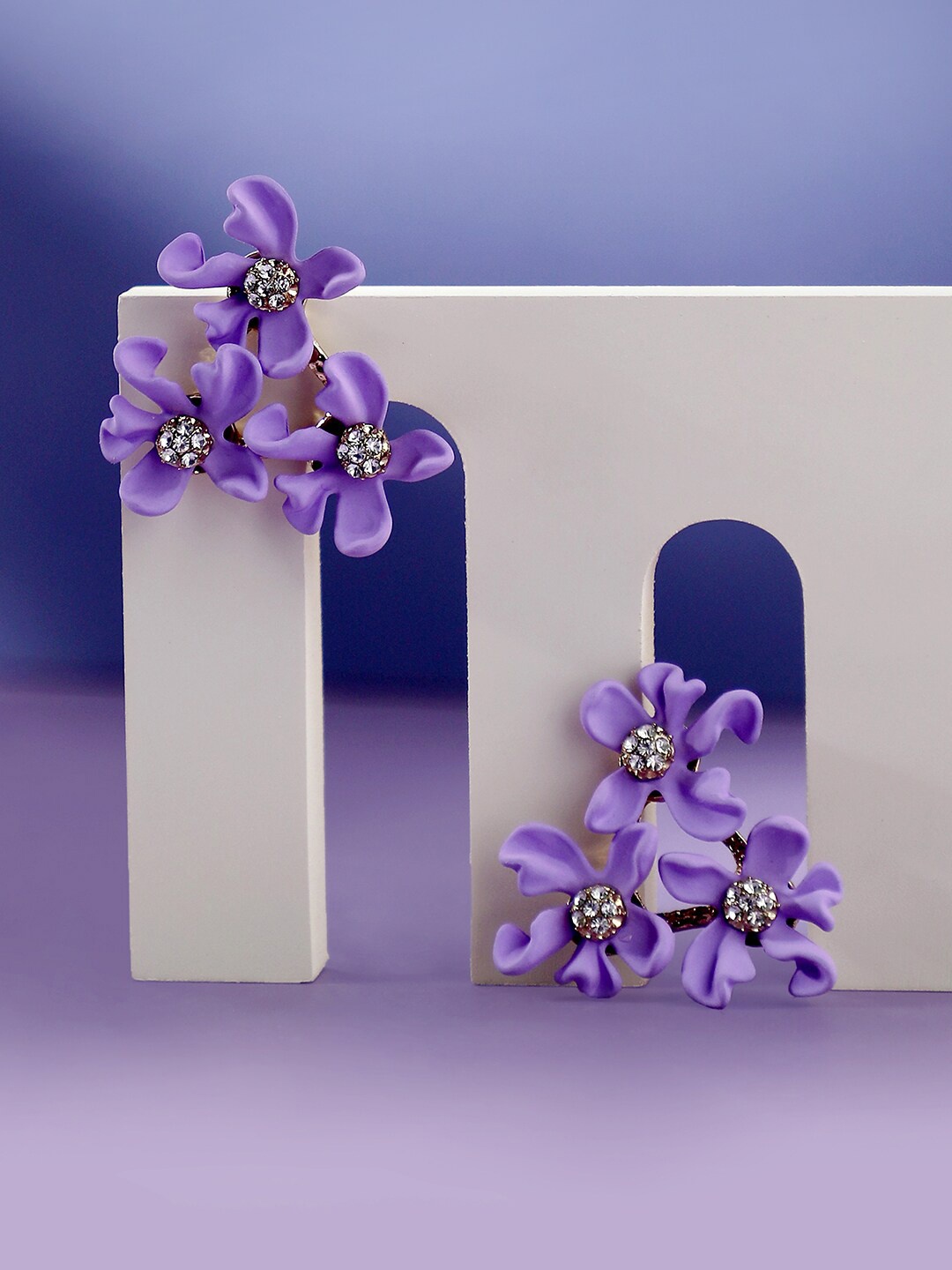 

SOHI Gold-Plated Contemporary Studs Earrings, Purple