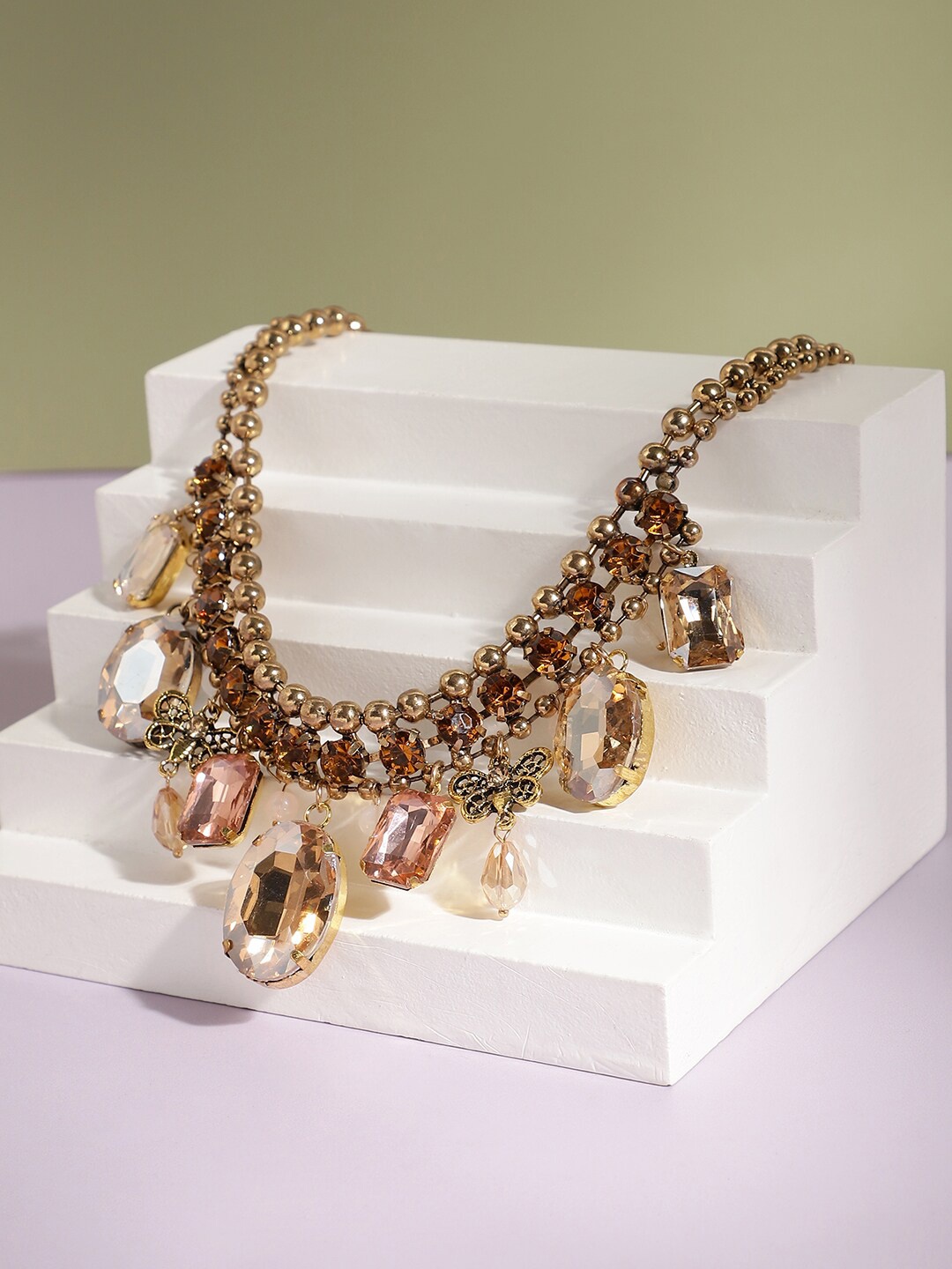 

SOHI Gold-Plated Stone Statement Necklace