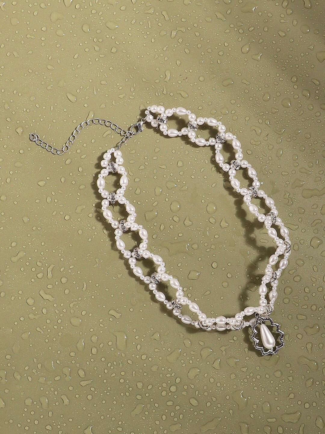 

SOHI Silver-Plated Stone Studded Necklace, White