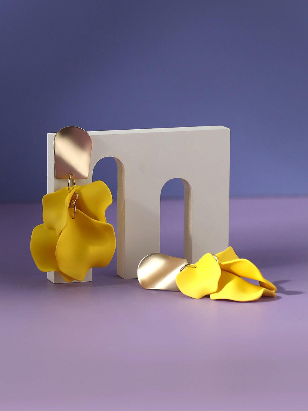 

SOHI Gold Plated Contemporary Drop Earrings, Yellow