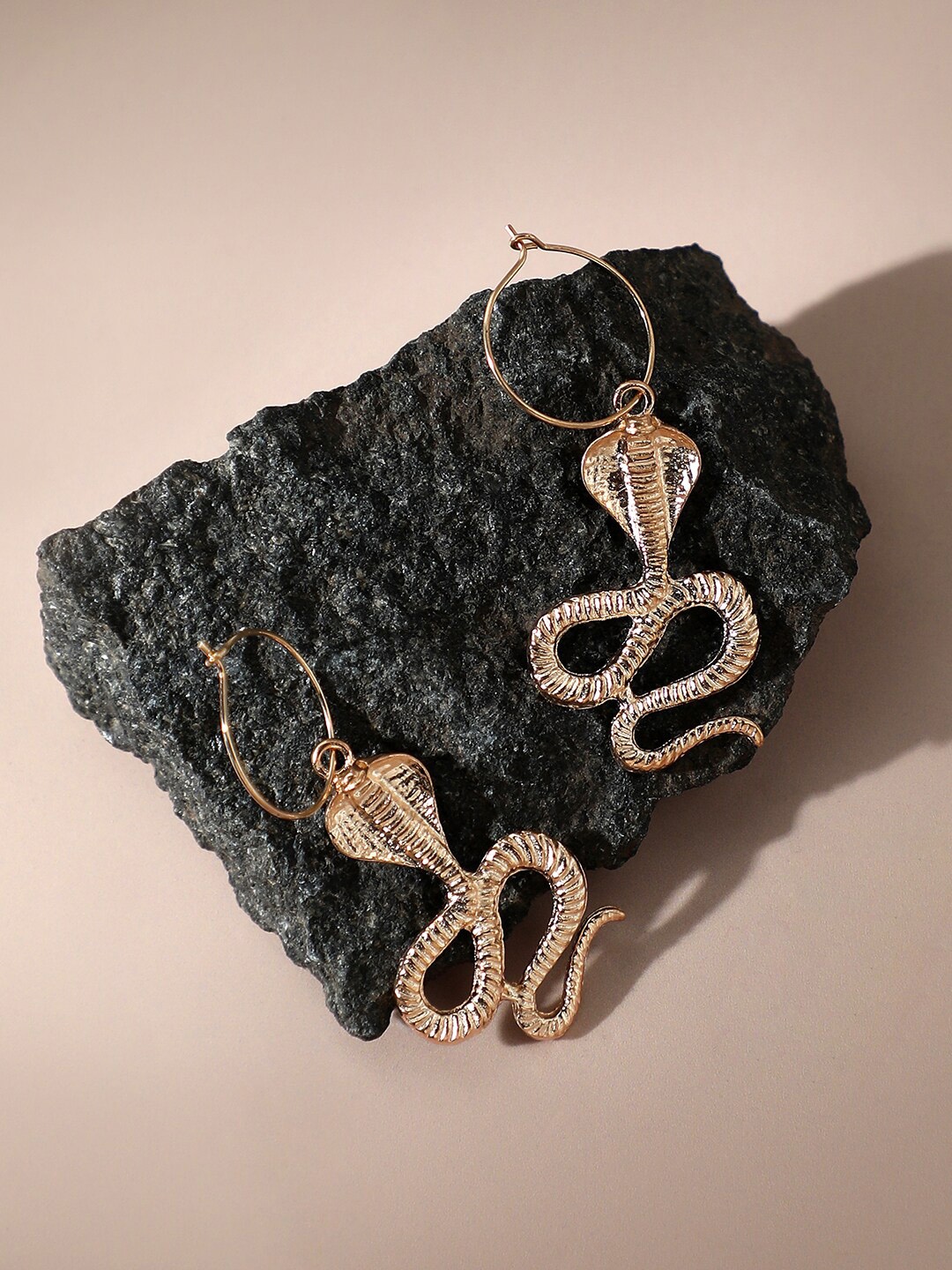 

SOHI Gold Plated Contemporary Hoop Earrings, Beige
