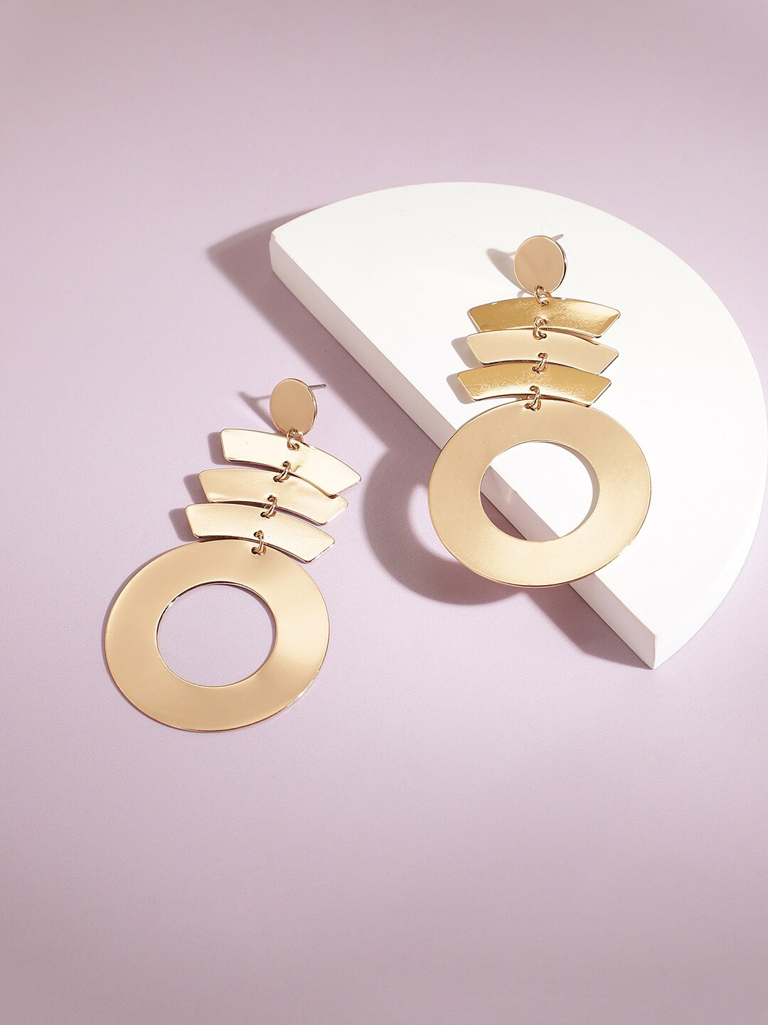 

SOHI Gold Plated Contemporary Party Drop Earrings, Beige