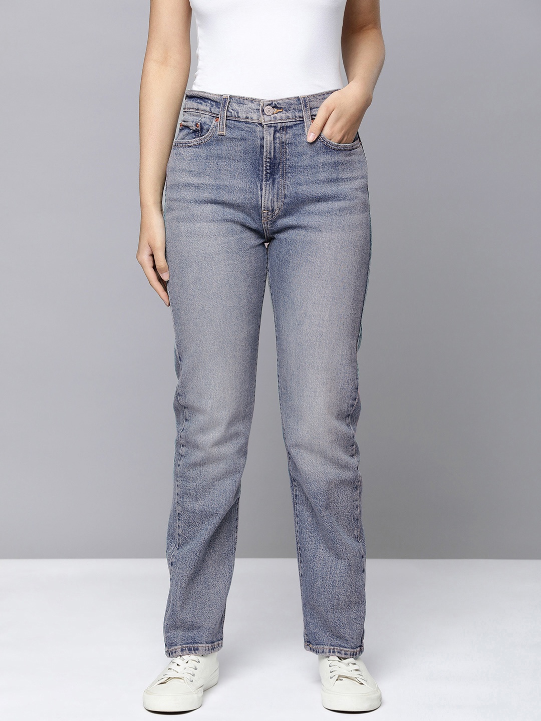 

Levis Women Bootcut Mid-Rise Heavy Fade Stretchable Jeans, Blue