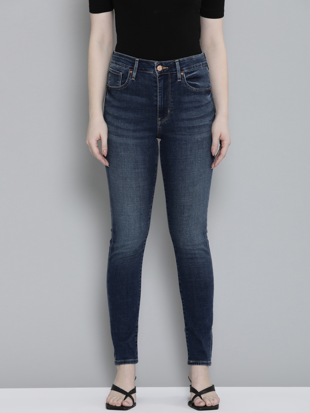 

Levis Women 721 Skinny Fit High-Rise Heavy Fade Stretchable Jeans, Blue