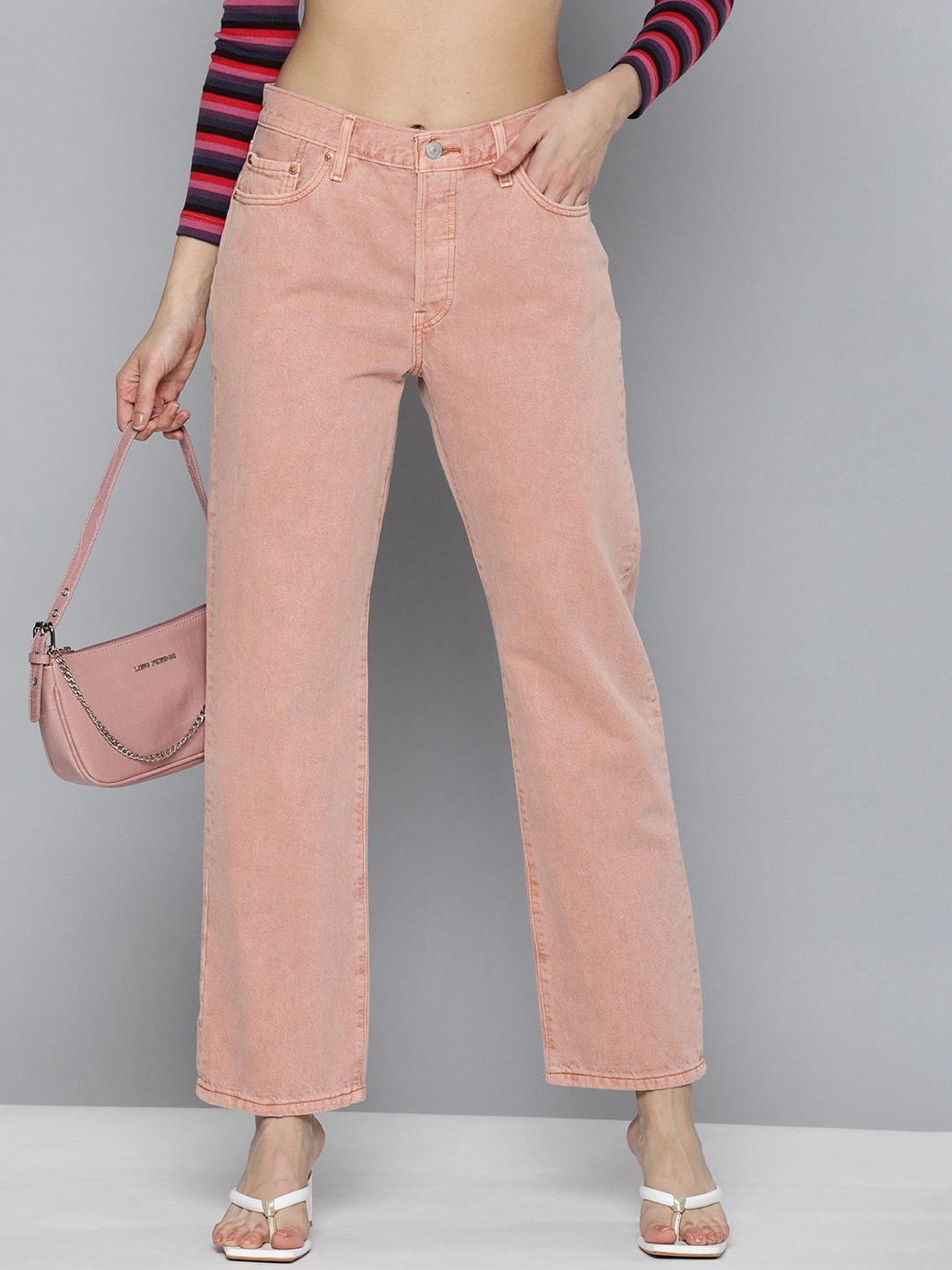 

Levis Women 501 Pure Cotton Straight Fit Jeans, Peach