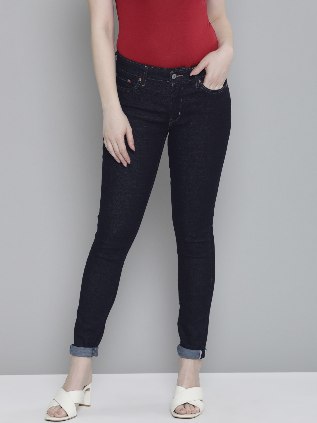 

Levis Women Mid Rise 711 Skinny Fit Jeans, Blue