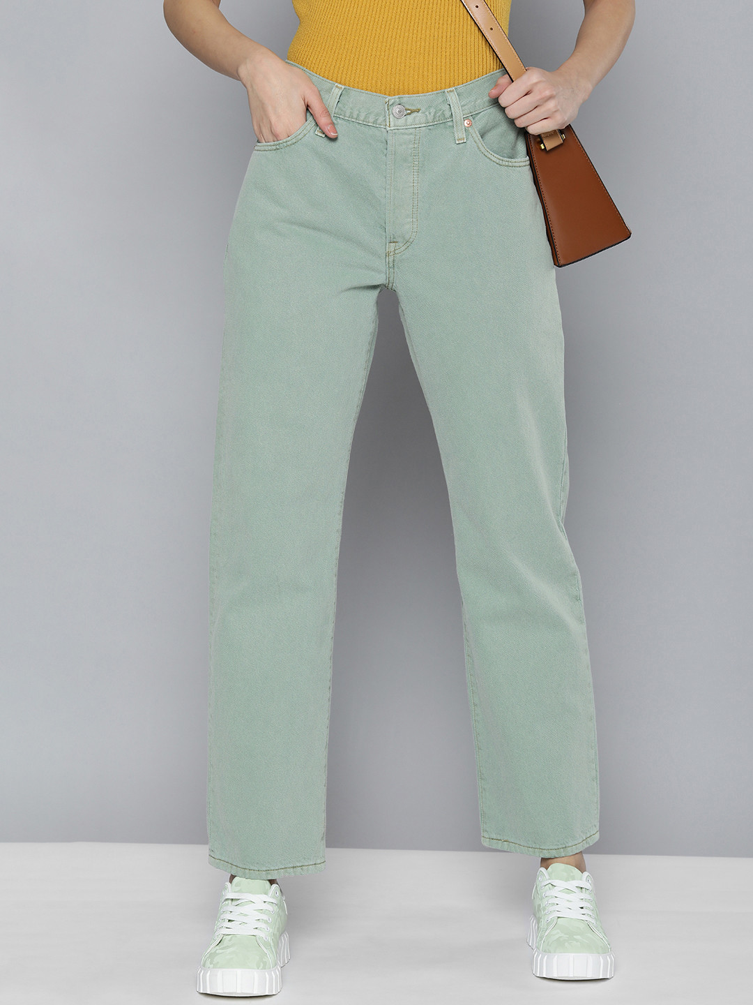 

Levis Women 501 Pure Cotton Straight Fit Jeans, Green