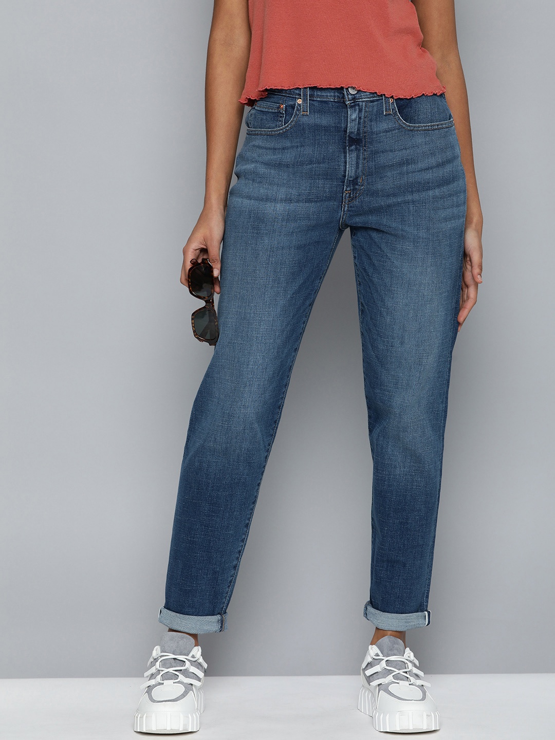 

Levis Women Boyfriend Fit High-Rise Heavy Fade Stretchable Jeans, Blue