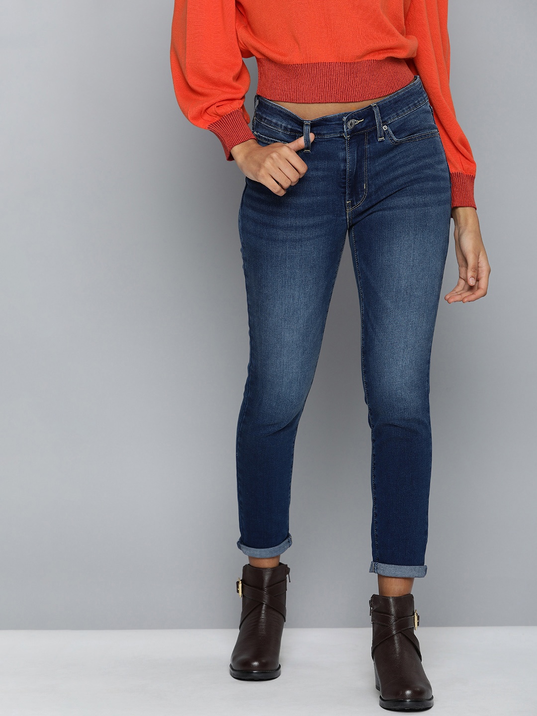 

Levis Women Skinny Fit Light Fade Mid Rise Stretchable Jeans, Blue