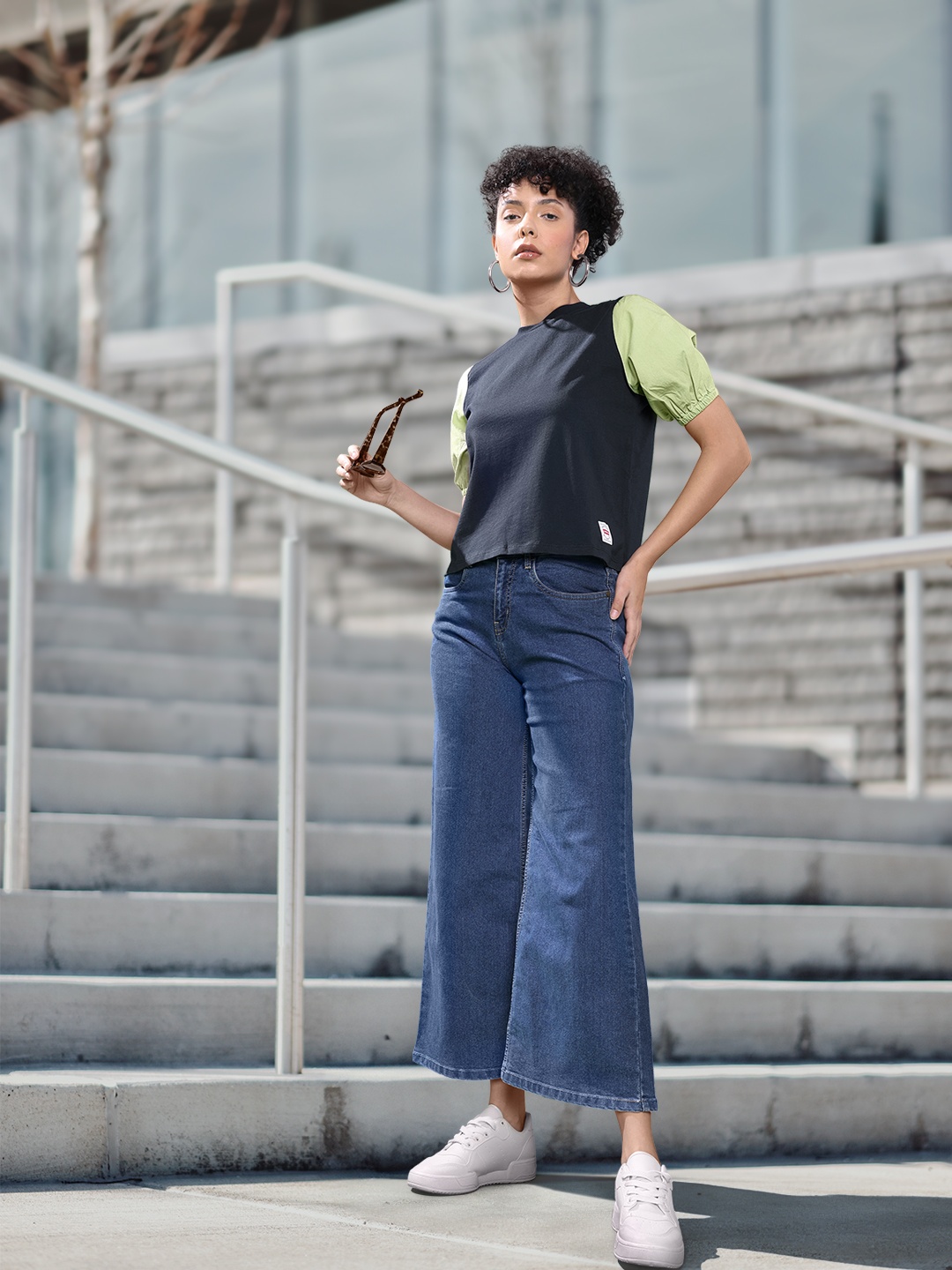 

Levis Pure Cotton Puff Sleeve Top, Navy blue