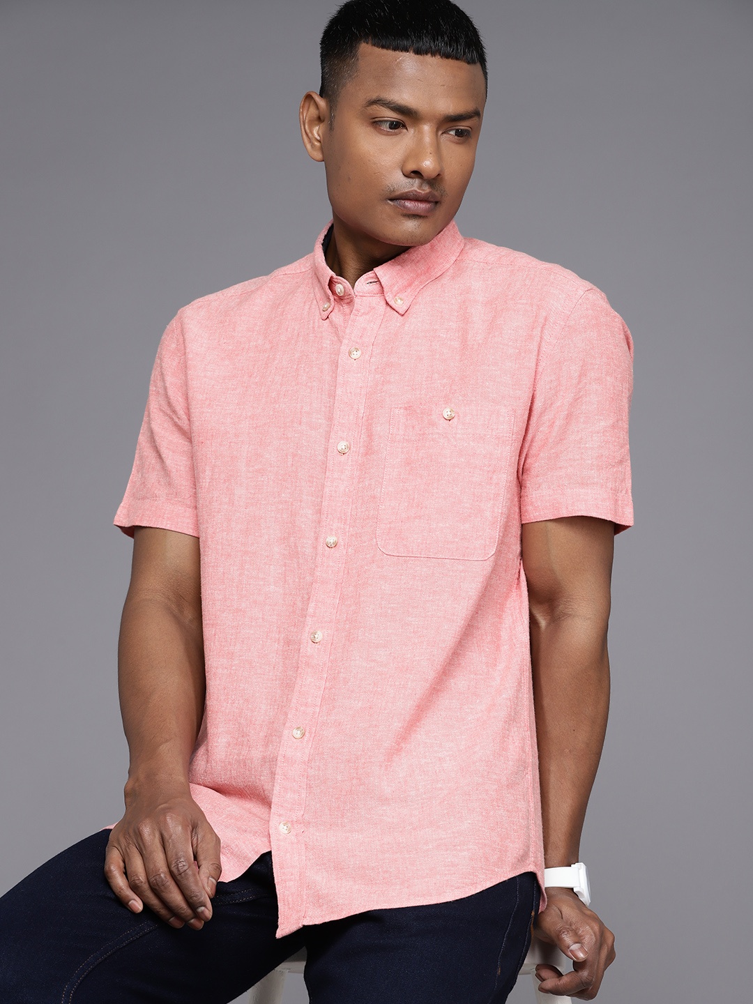

NEXT Button-Down Collar Regular Fit Shirt, Pink