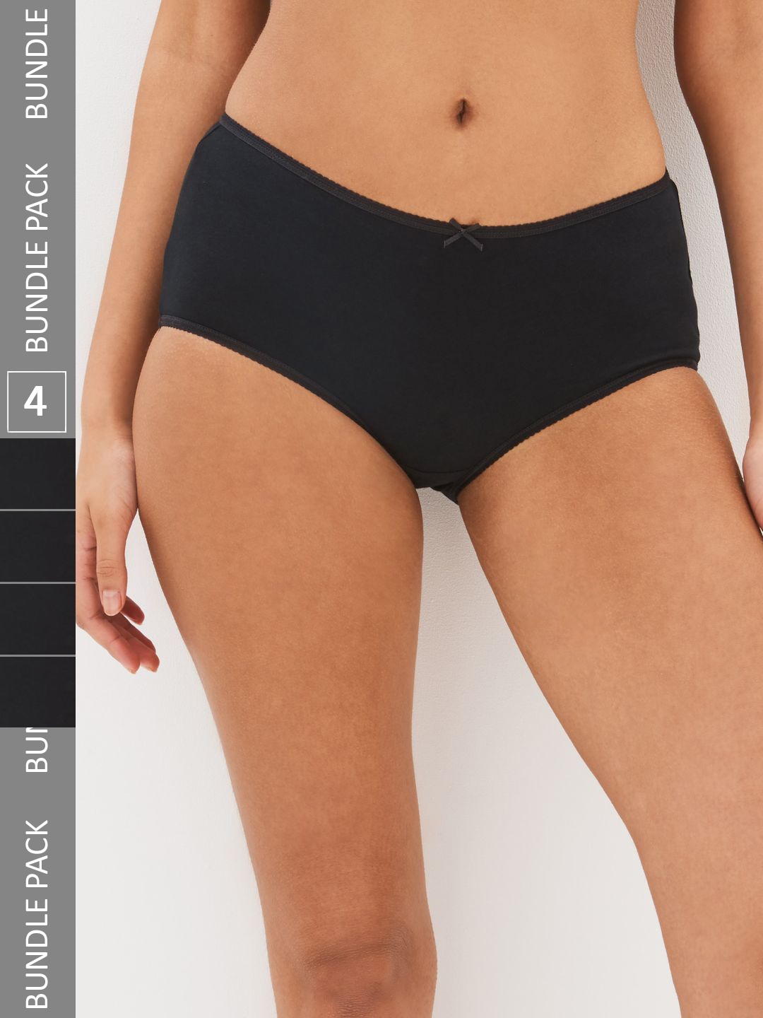 

NEXT Women Pack of 4 Cotton Rich Hipsters C10564, Black