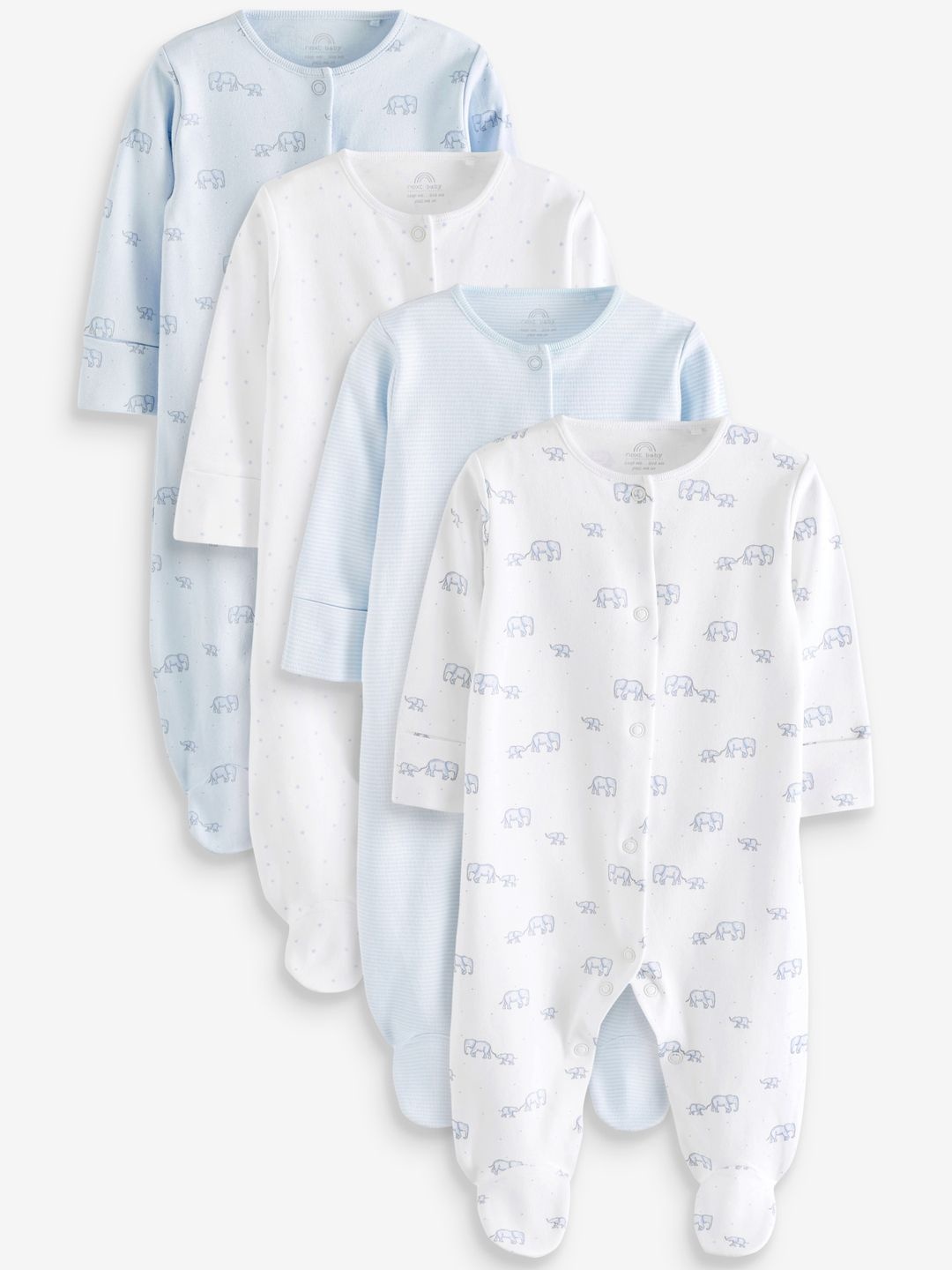 

NEXT Infant Boys Pack of 4 Pure Cotton Sleepsuits, White