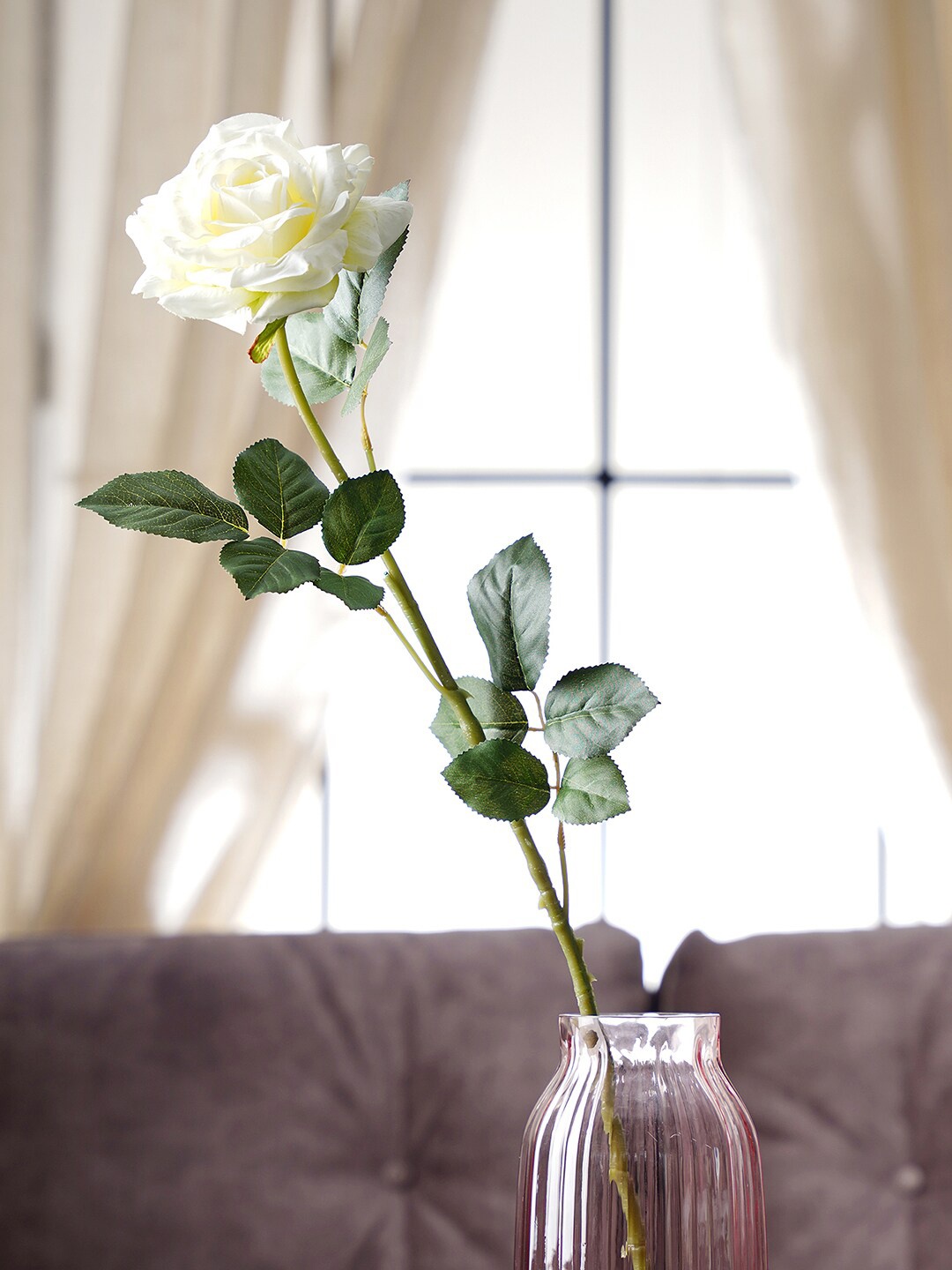 

Pure Home and Living Set Of 2 Pcs White Rose Artificial Flower Stems