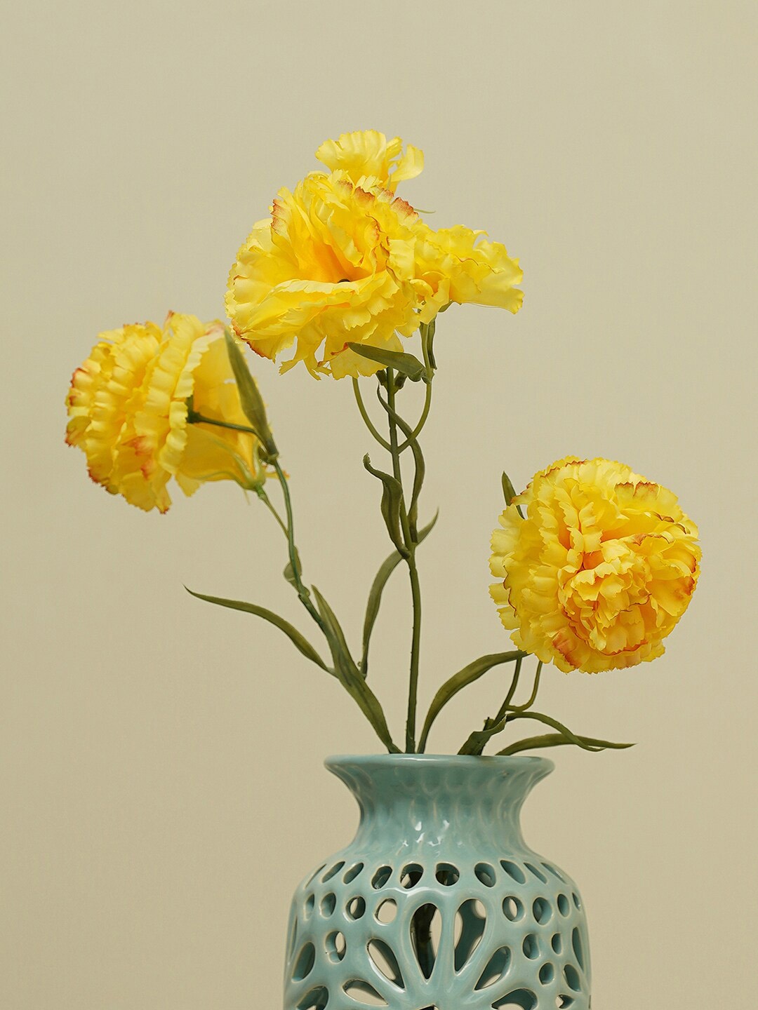 

Pure Home and Living Yellow & Green Carnation Faux Stem Artificial Flower