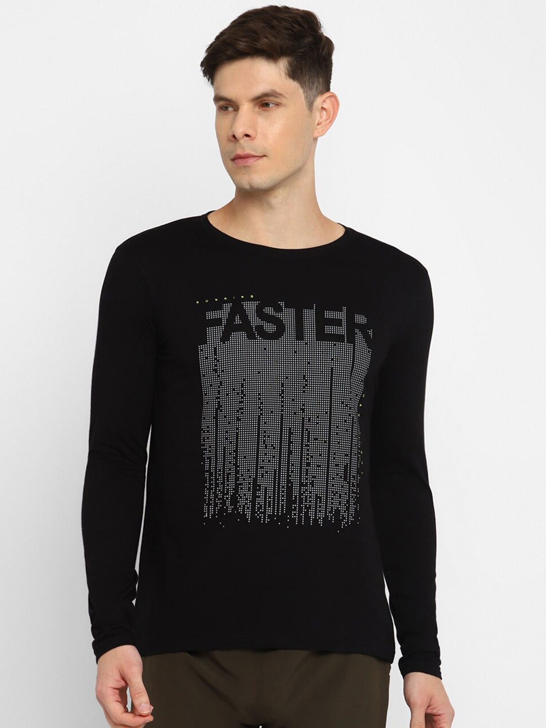 

appulse Typography Printed Cotton T-shirt, Black