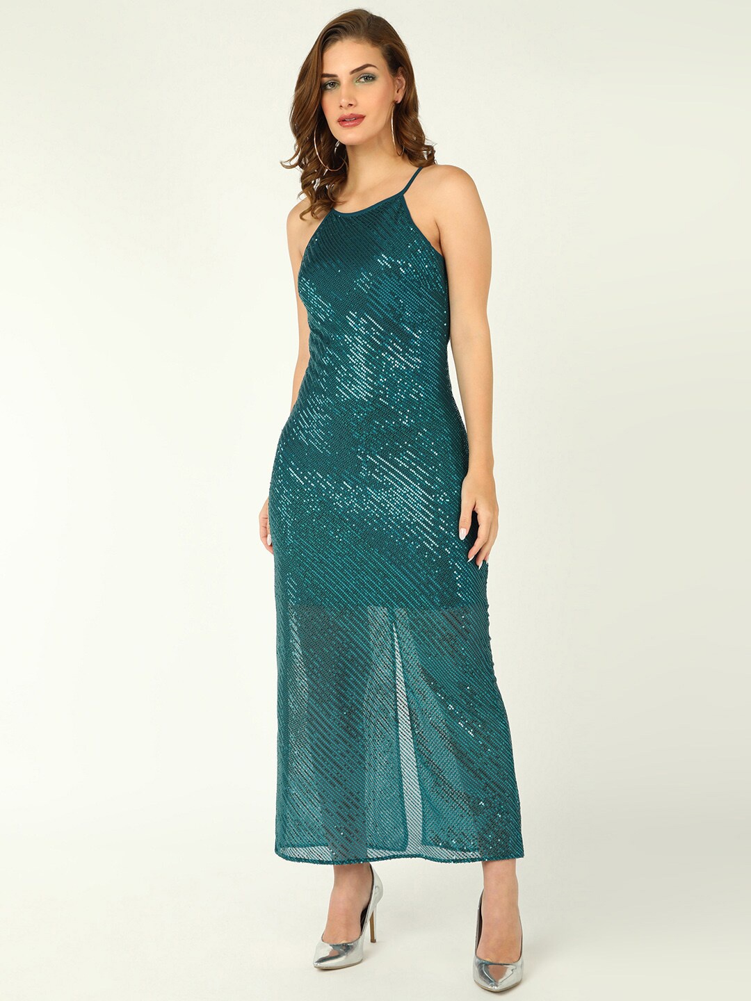 

DODO & MOA Embellished Net Maxi Dress, Green