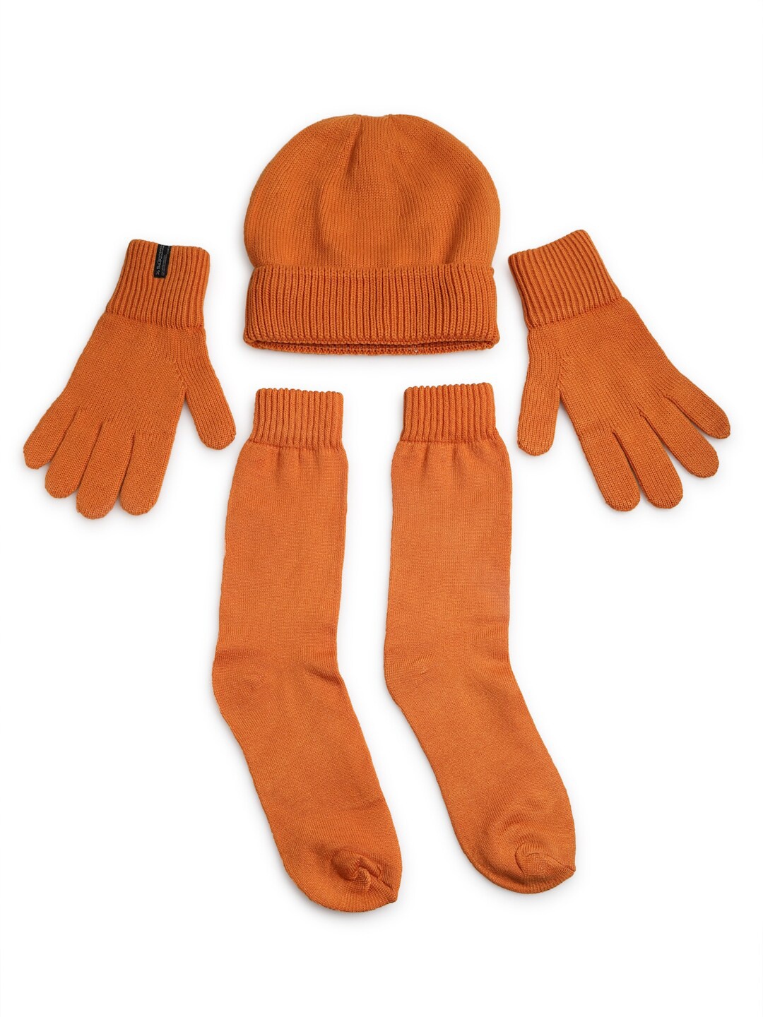 

513 Unisex Pack Of 3 Acrylic Cap Gloves & Socks, Orange