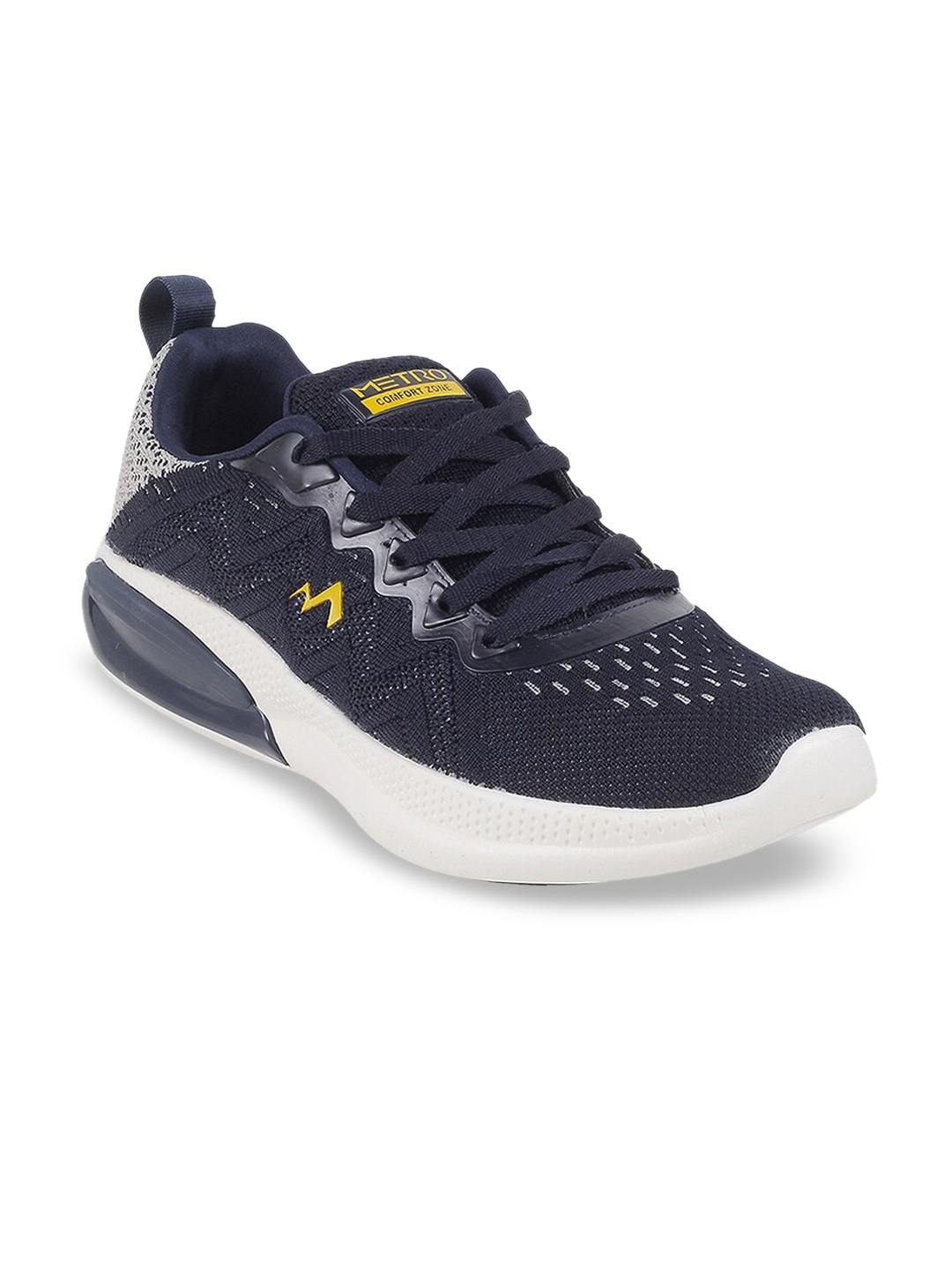 

Metro Men Woven Design Contrast Sole Sneakers, Black