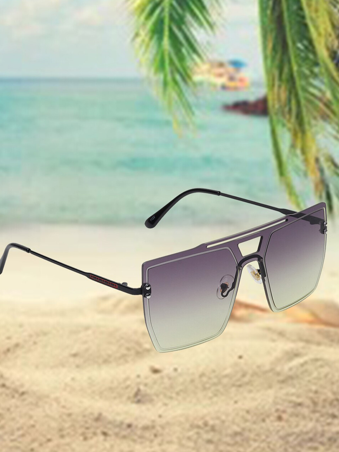 

Swiss Design Oversized Sunglasses Rimless with UV Protected Lens SDSG-1125-03, Grey