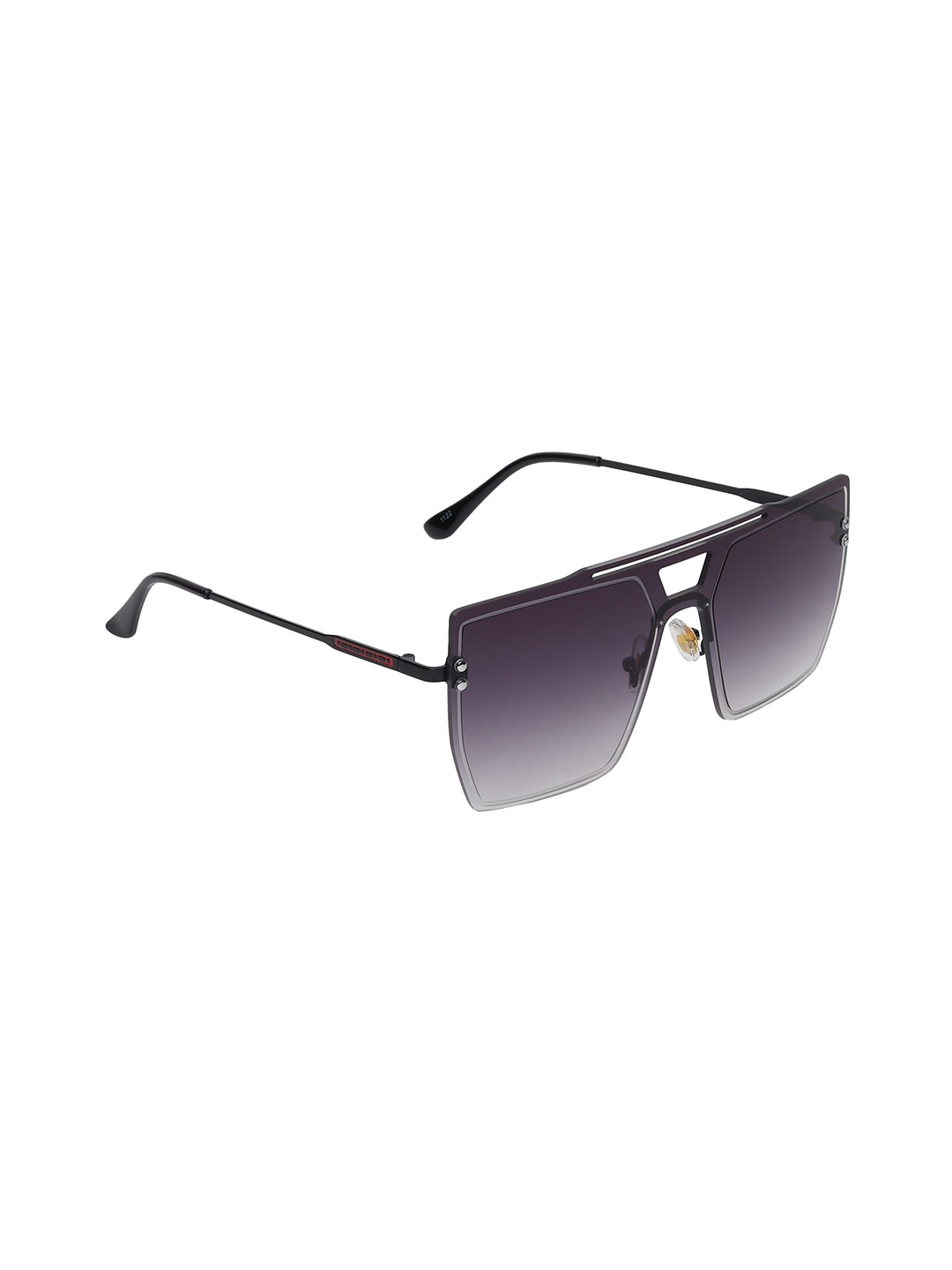 

Swiss Design Unisex Black Lens & Gunmetal-Toned Square Sunglasses with UV Protected Lens