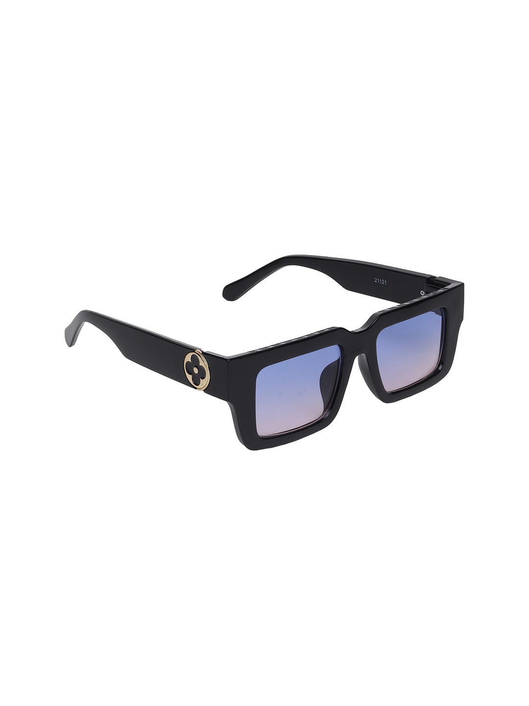 

Swiss Design Unisex Blue Lens & Black Square Sunglasses with UV Protected Lens