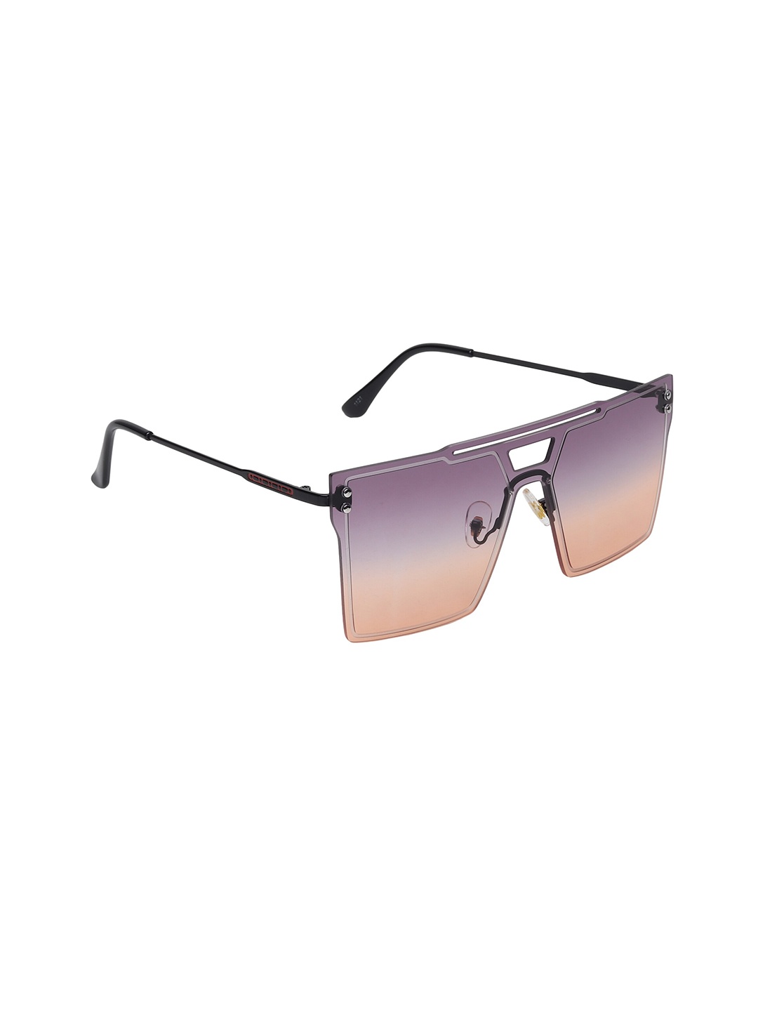 

Swiss Design Unisex Purple Lens & Gunmetal-Toned Shield Sunglasses with UV Protected Lens