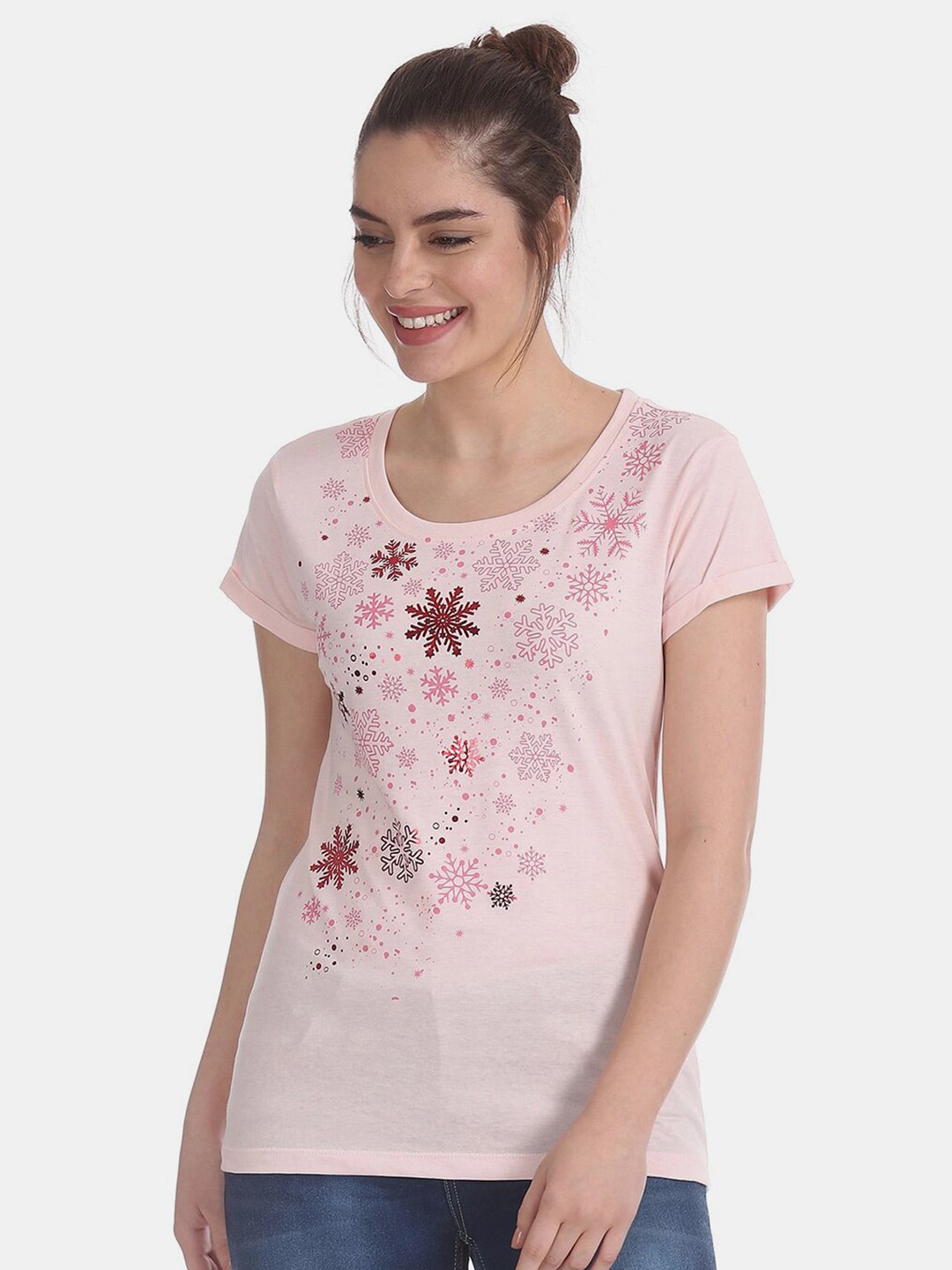

V-Mart Graphic Printed Cotton T-shirt, Pink
