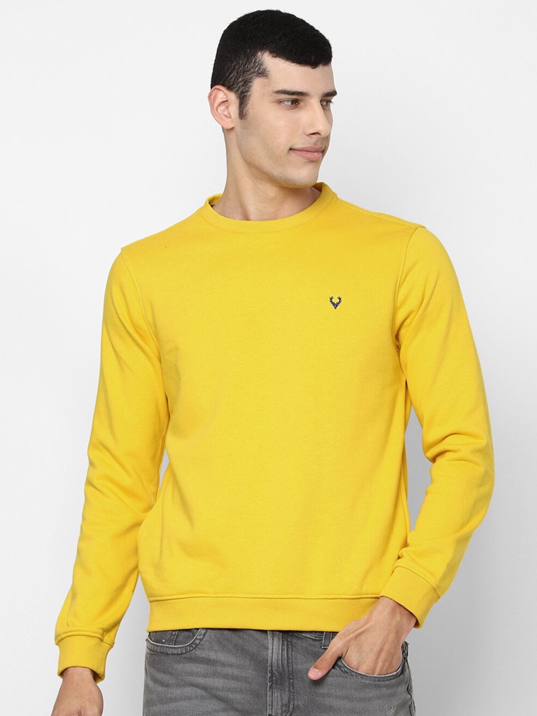 

Allen Solly Ribbed Pullover Cotton Sweatshirt, Yellow