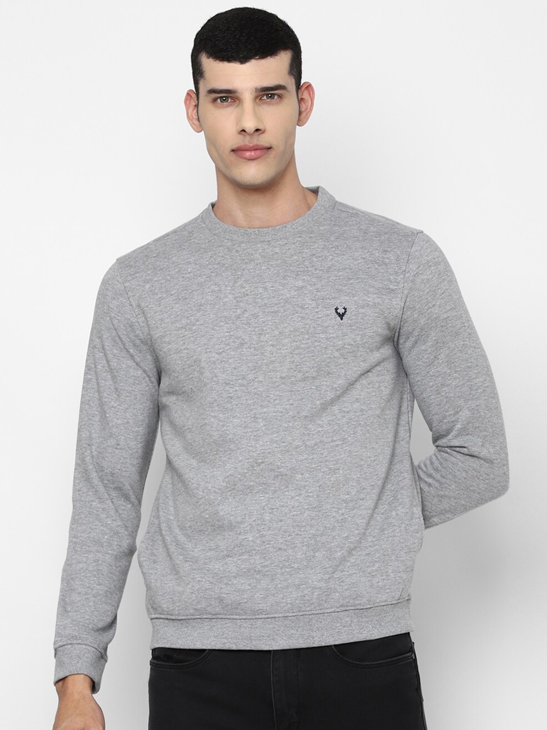 

Allen Solly Ribbed Pullover Cotton Sweatshirt, Grey