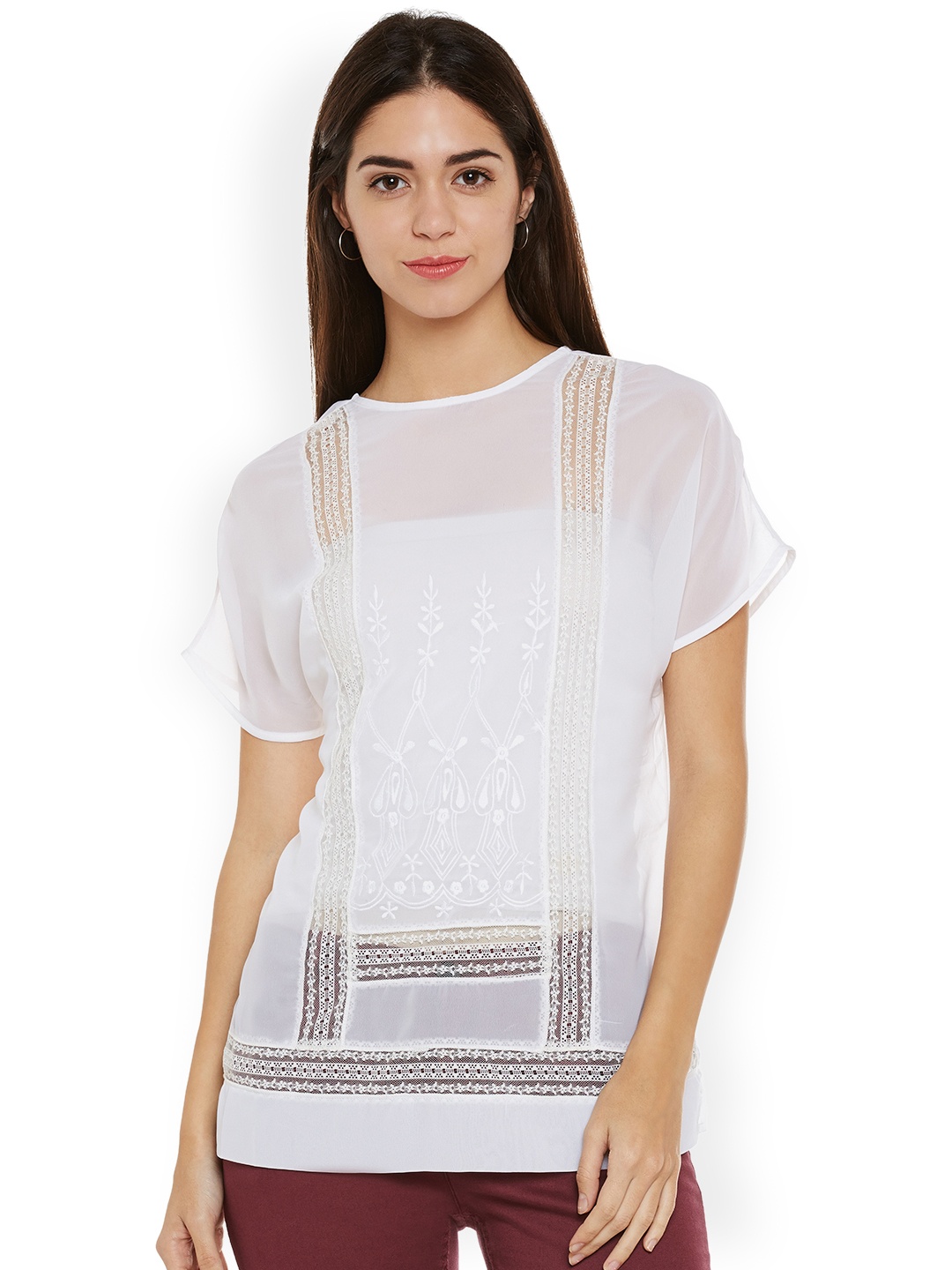 

Oxolloxo Women Off-White Self Design Top