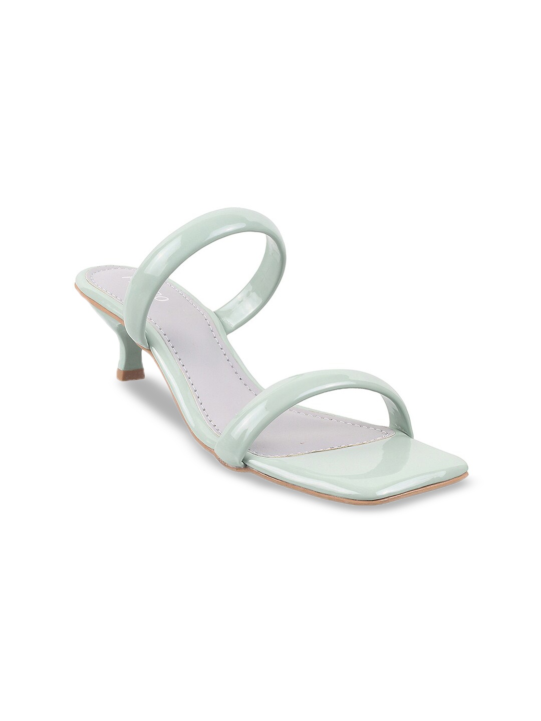 

Metro Solid Kitten Heels With Open Back, Green